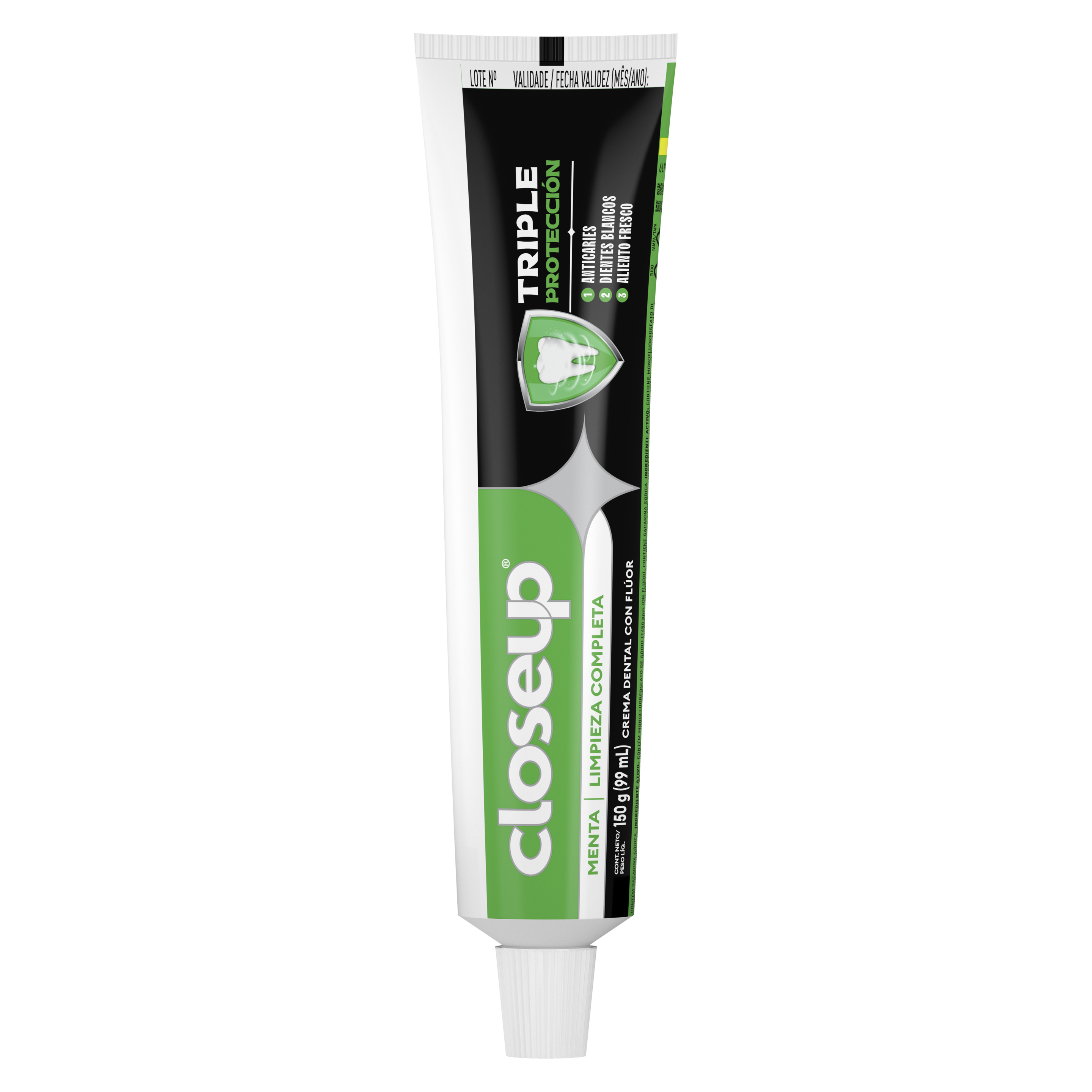 Creme dental Closeup Tripla Proteção Menta 150g trás