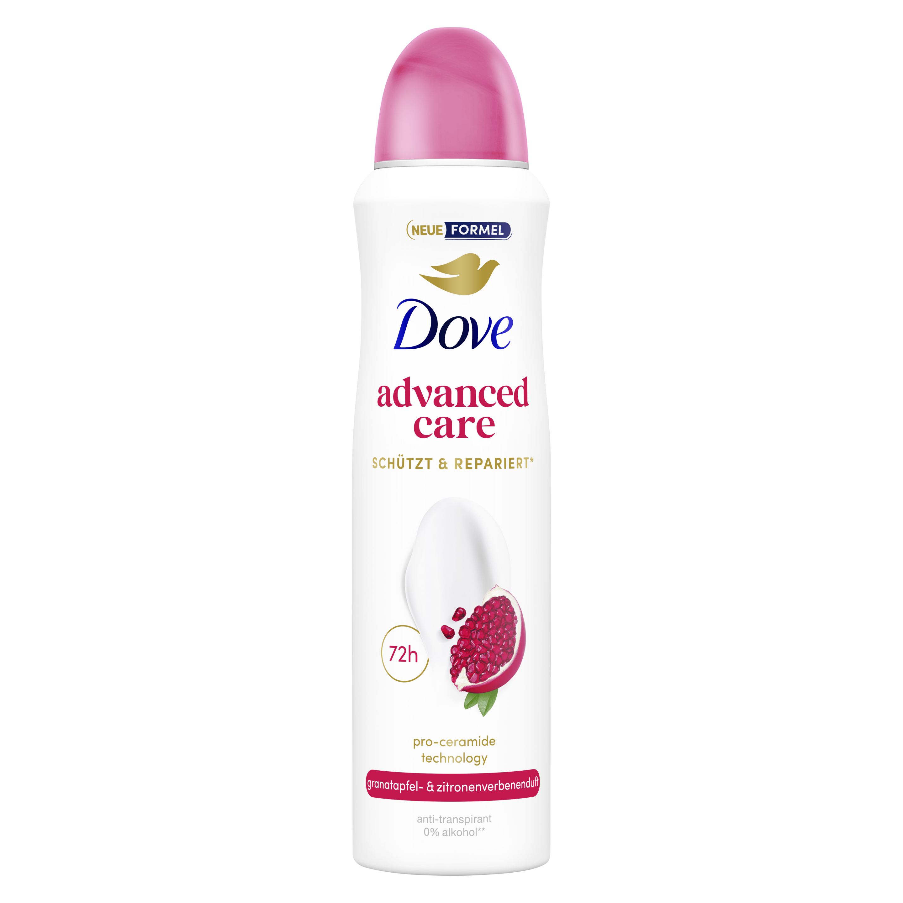Advanced Care Granatapfel- und Zitronenverbenenduft Anti-Transpirant Deospray in einem weiß-rosanen Design packshot