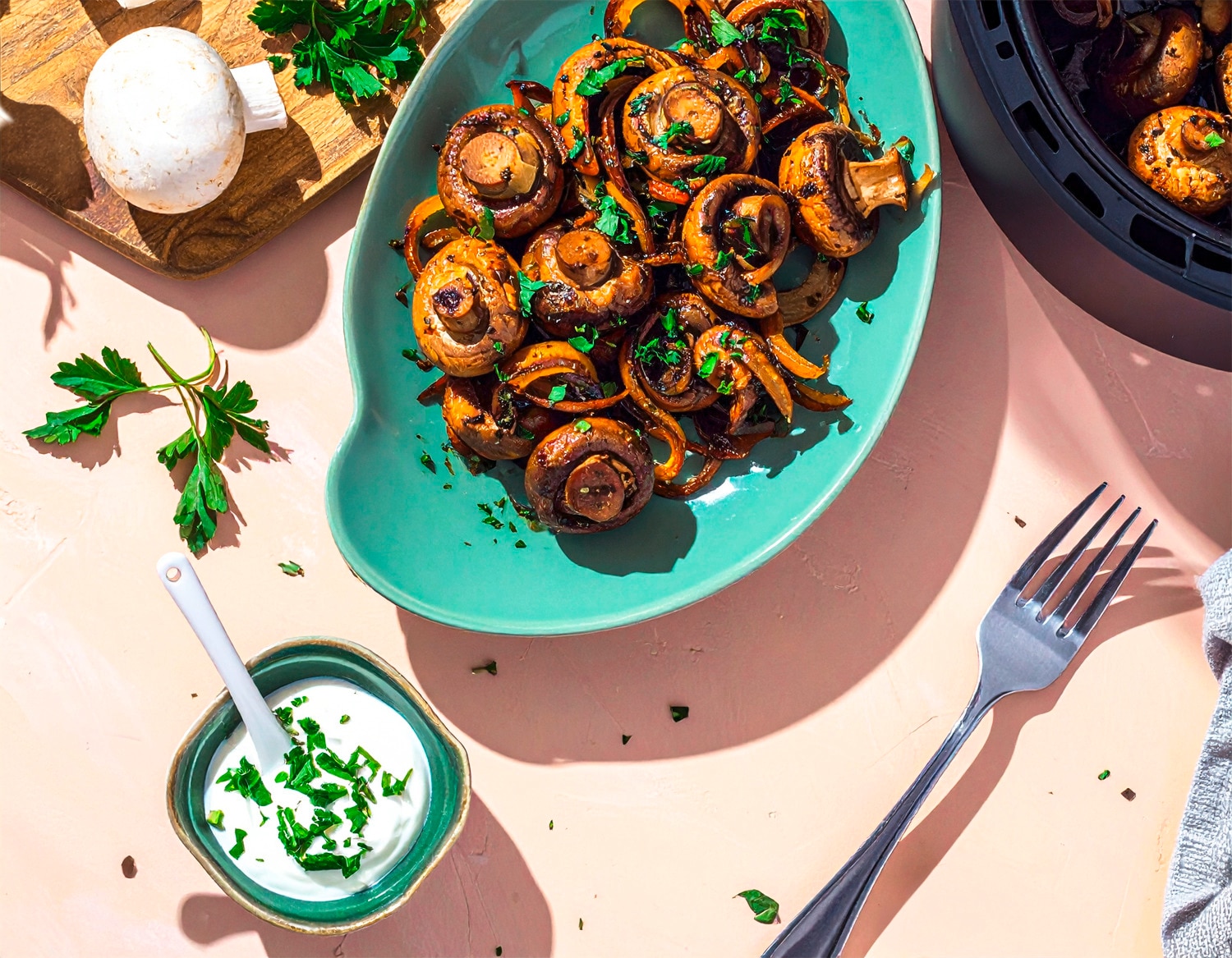 Champignons aus der Heißluftfritteuse