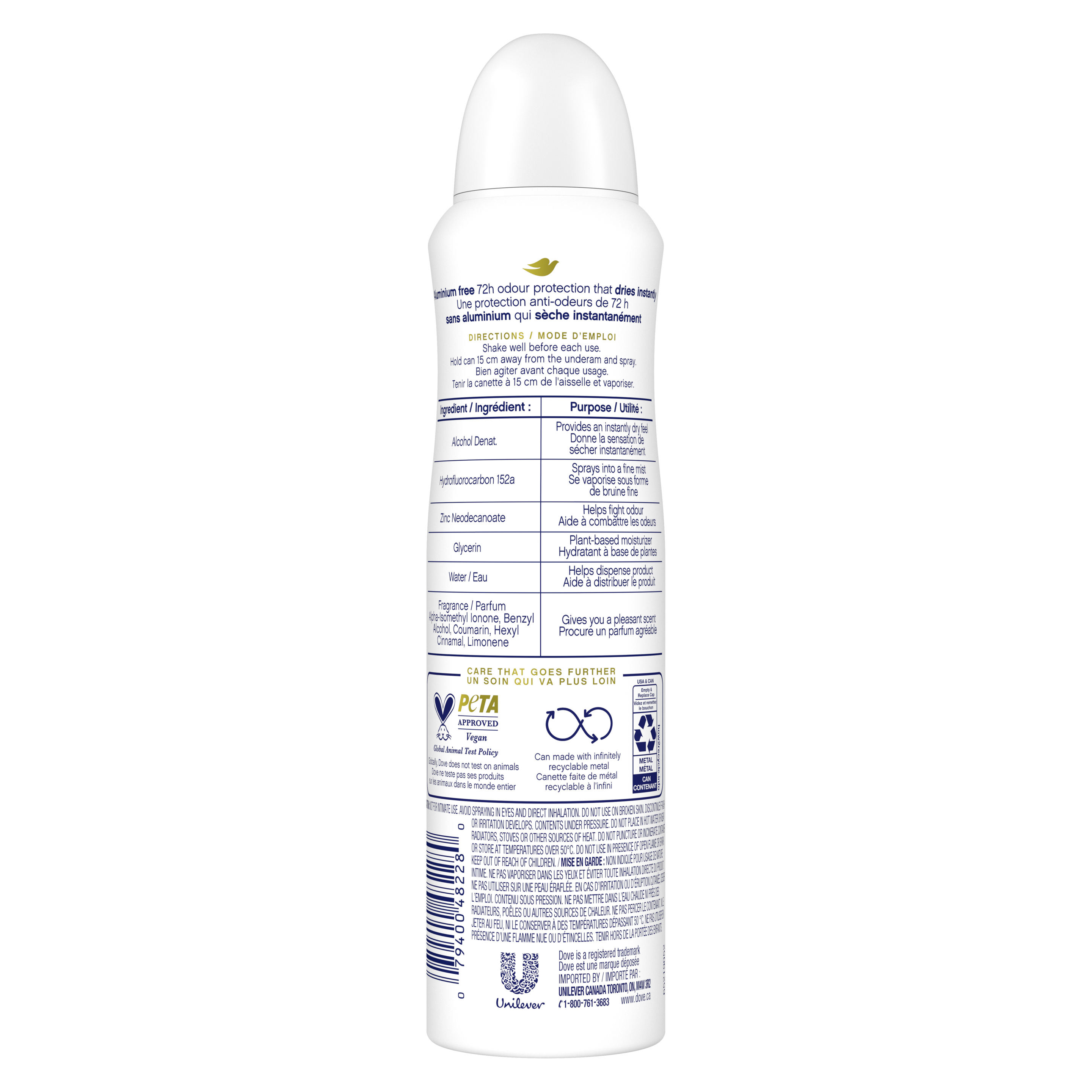 Dove Aluminum Free Deodorant Spray Cucumber & Green Tea