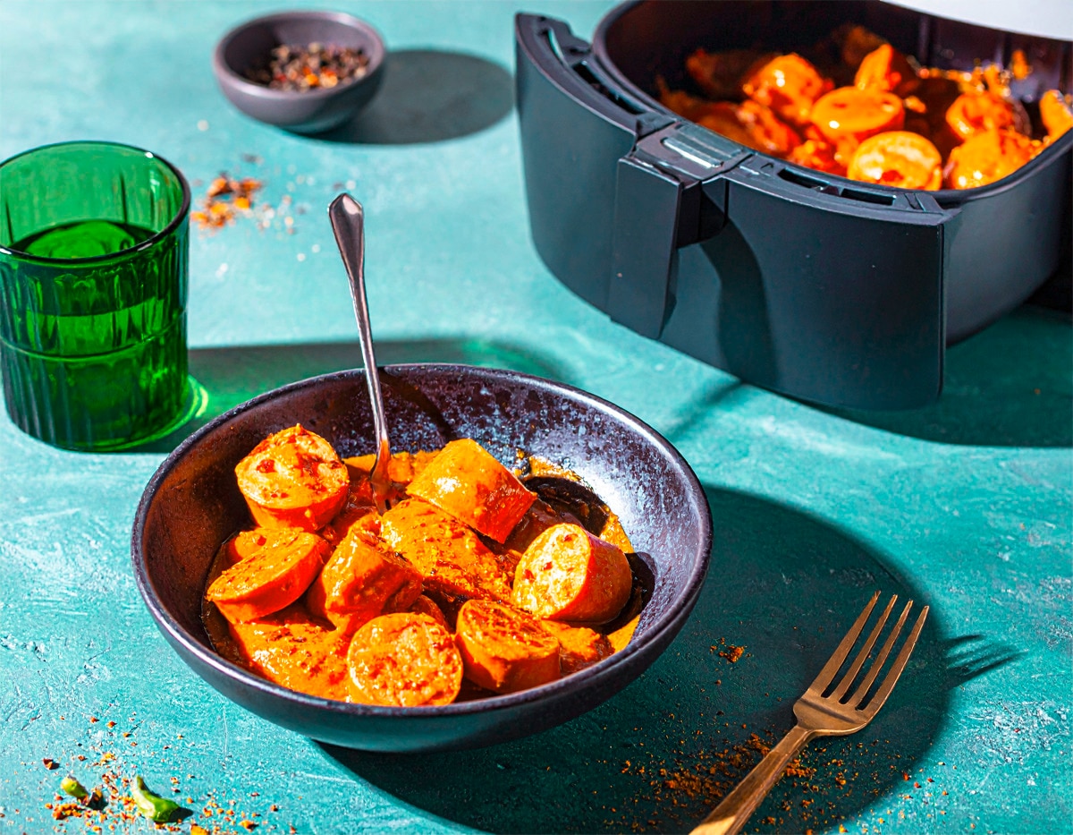 Currywurst in der Heißluftfritteuse