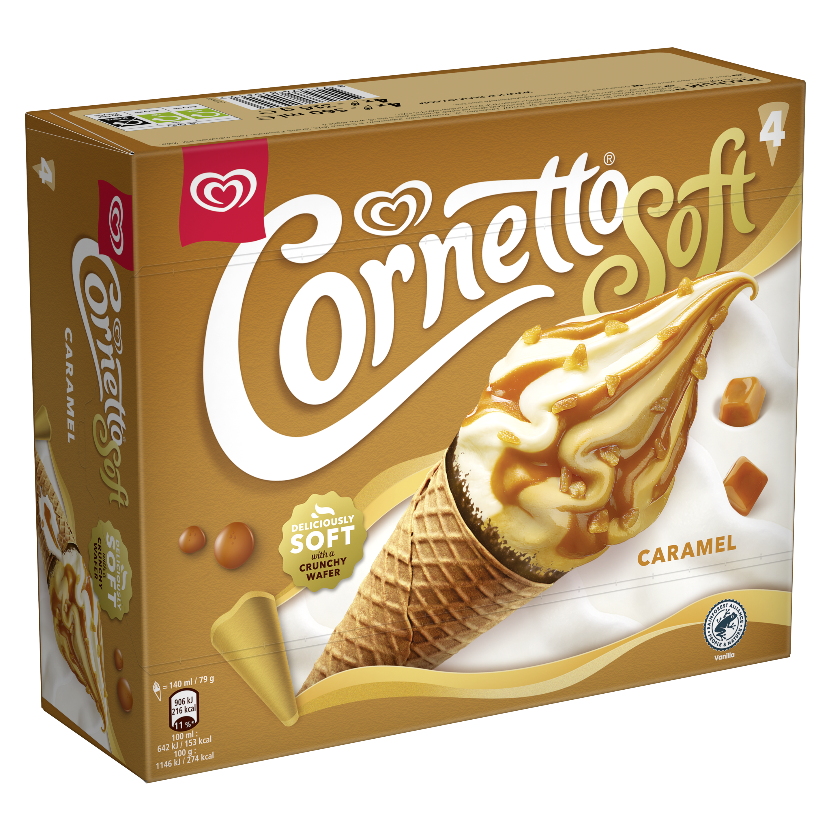 CORNETTO SOFT CARAMEL X4 packshot