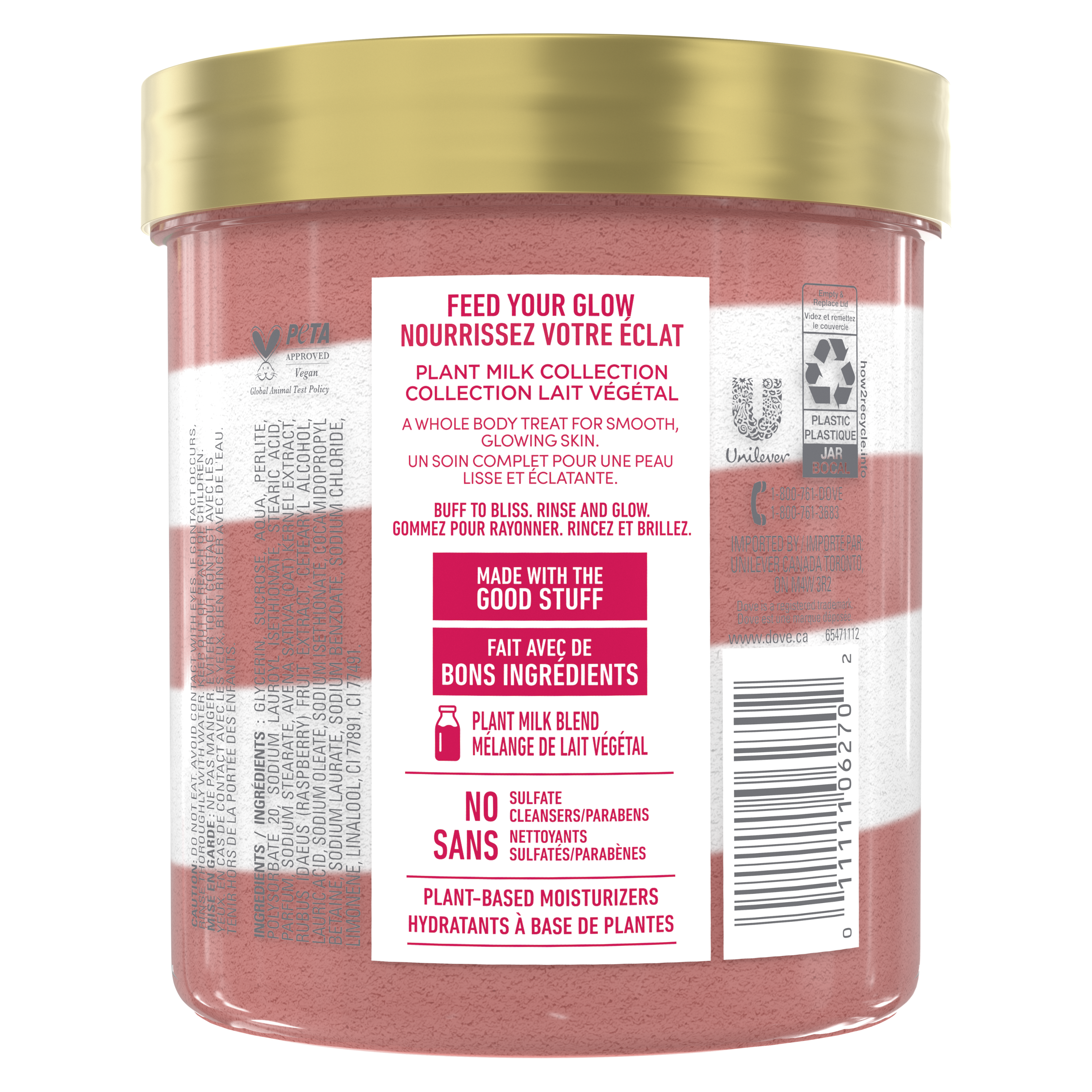 Gommage au sucre Dove Lait d'avoine et baies brûlées