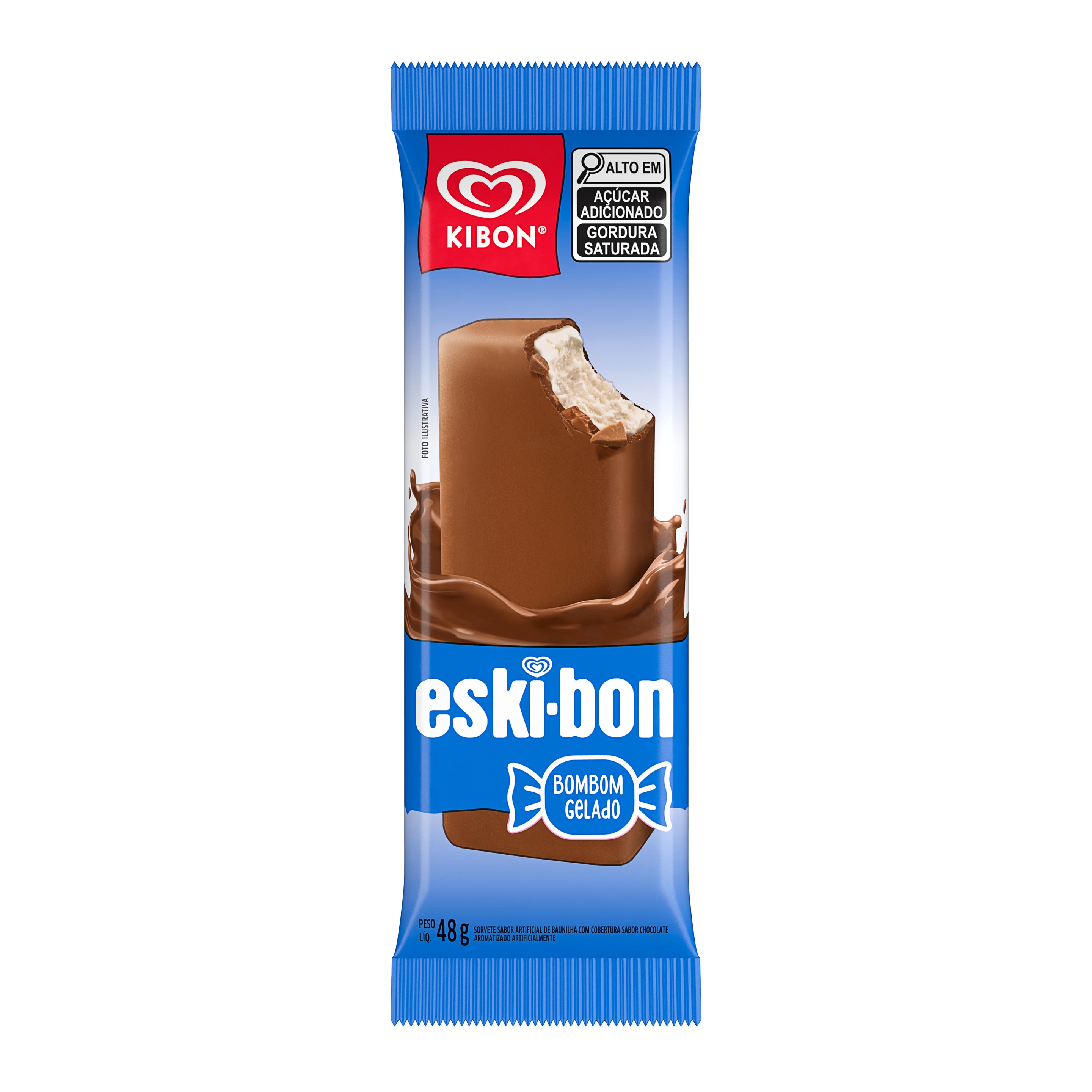 Picolé Eskibon Clássico de sorvete de baunilha e casquinha de chocolate packshot