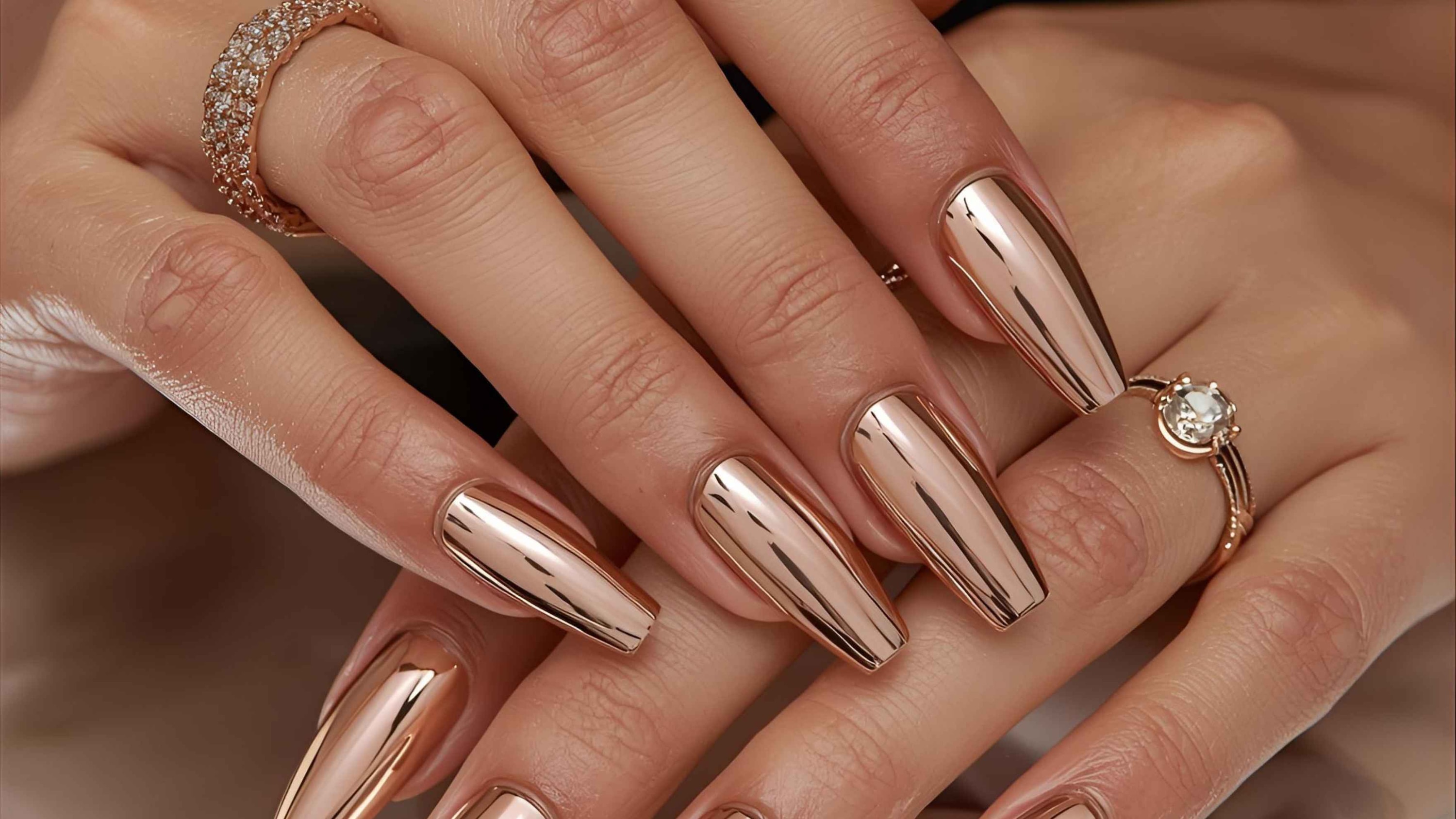 Rose Gold Chrome Nails
