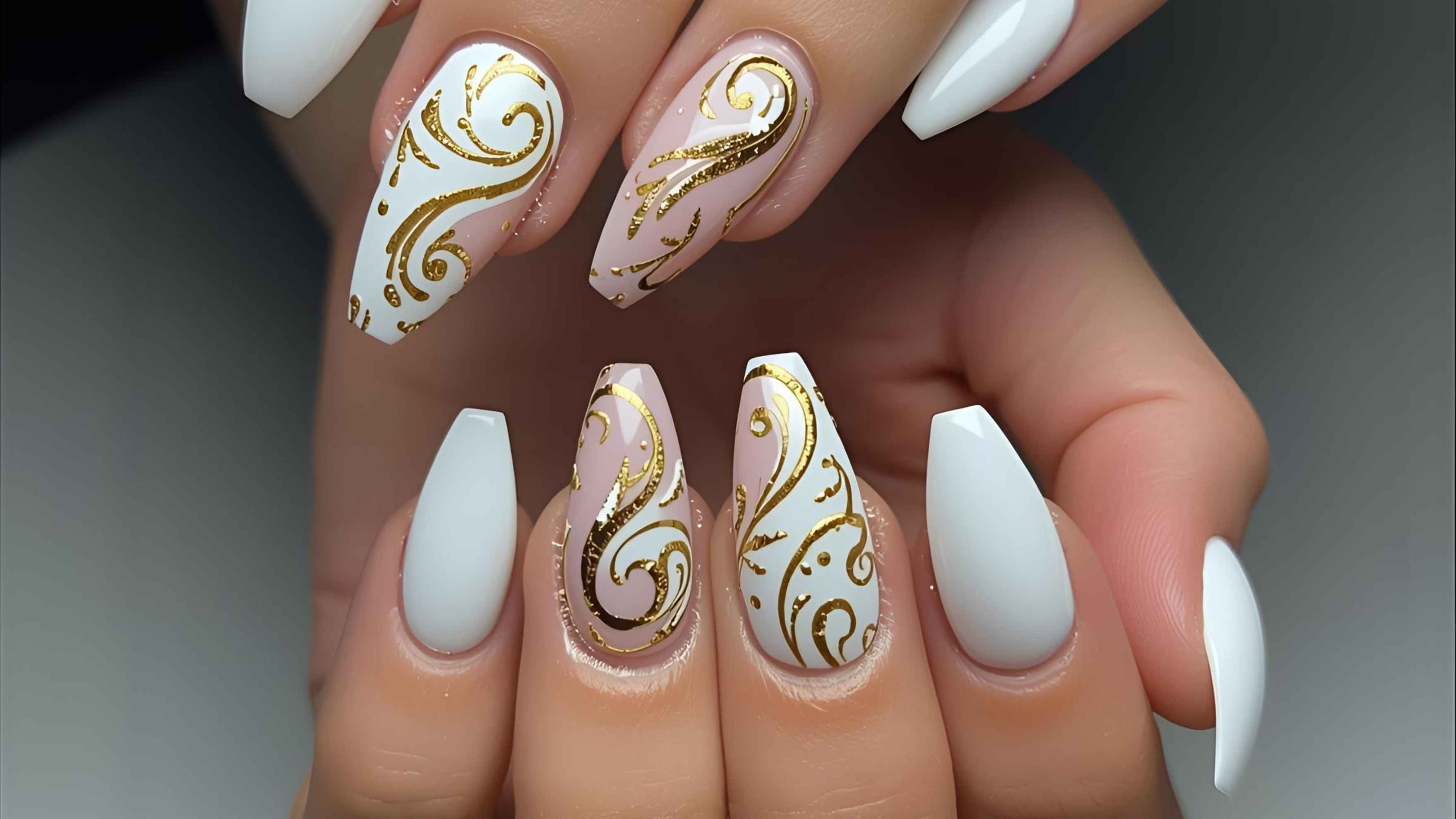21. White & Gold Swirl Art