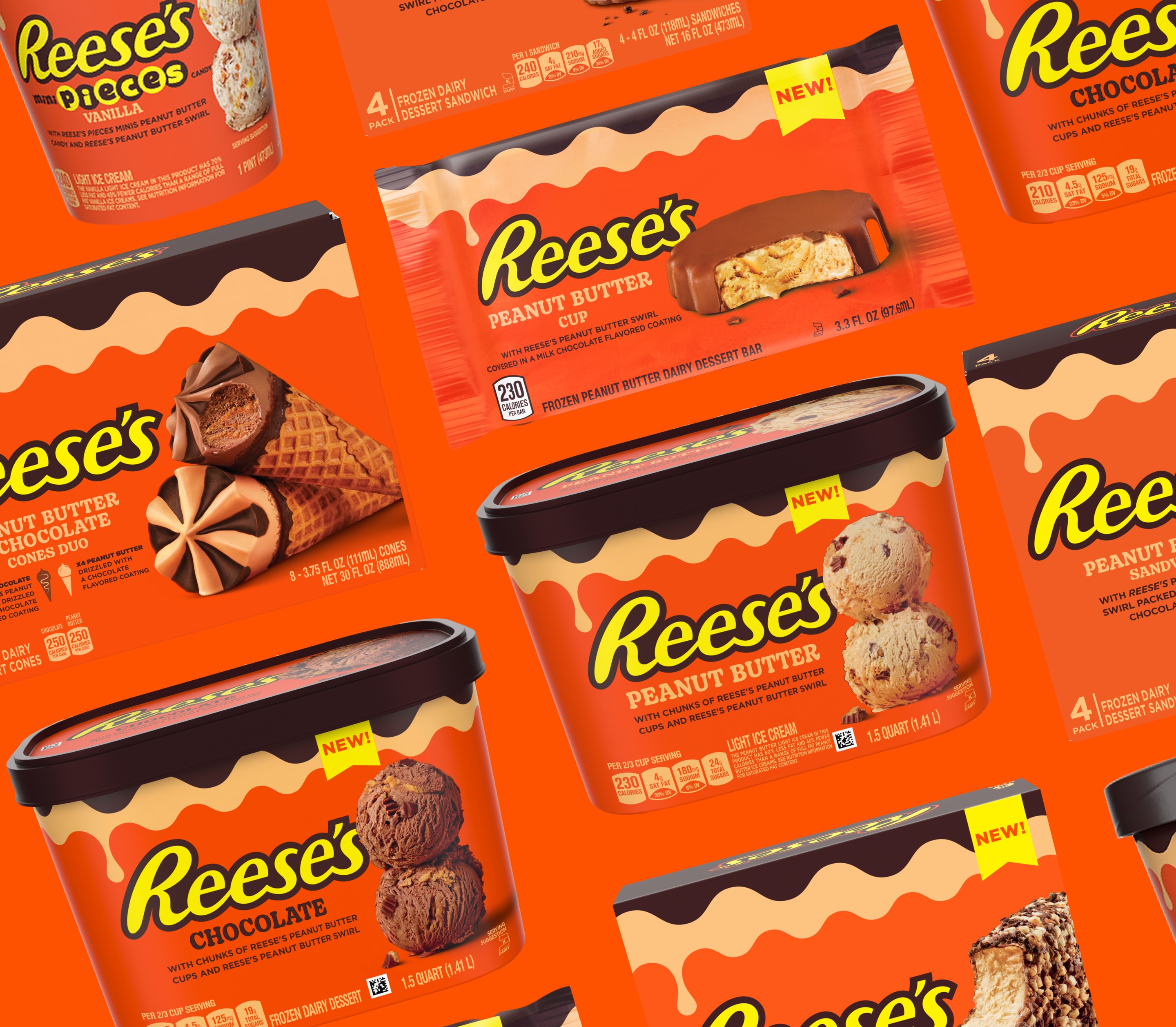 REESE'S Ice Cream scoops and bars close-up