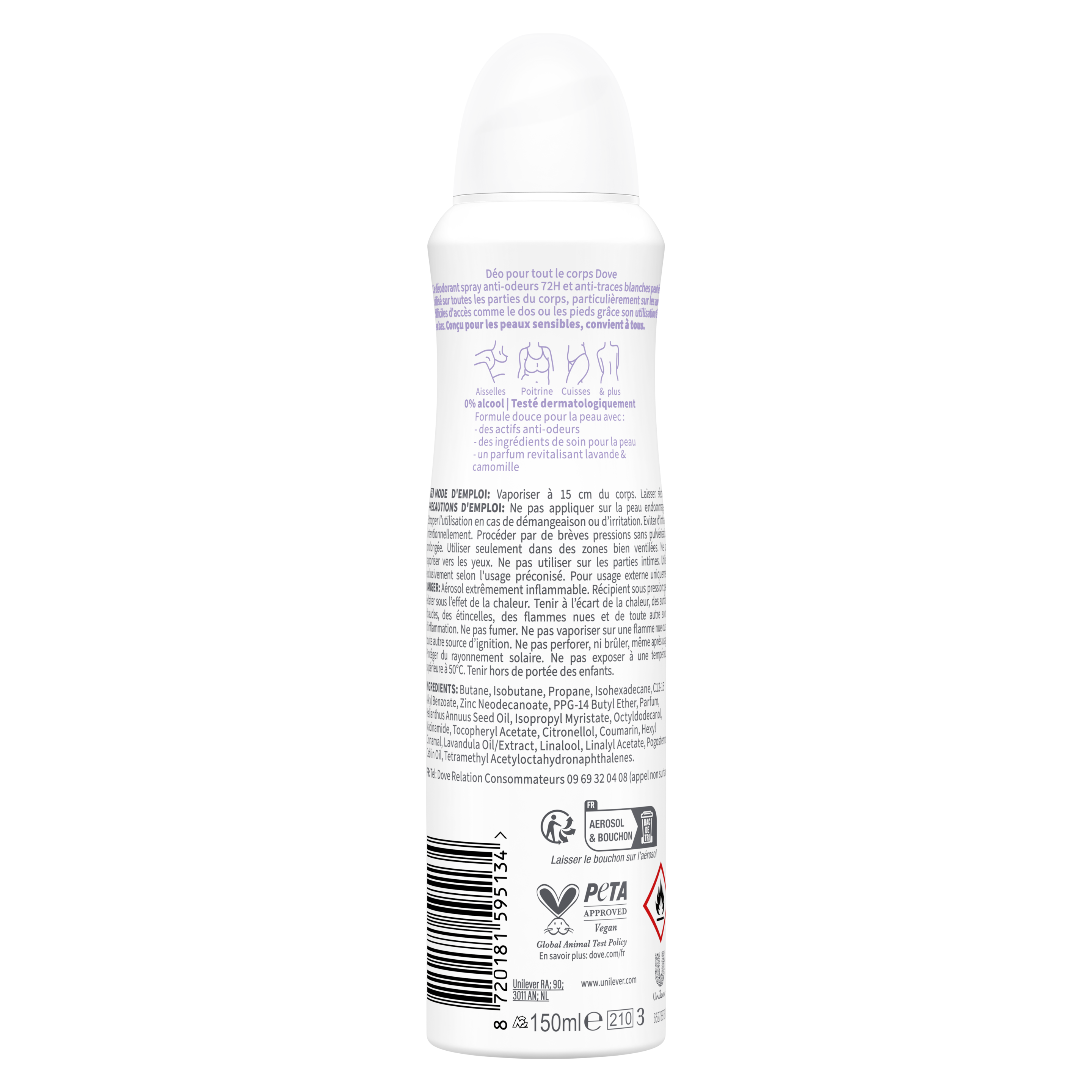 Déodorant pour Tout le Corps 72h Lavande & Camomille Spray 150ml