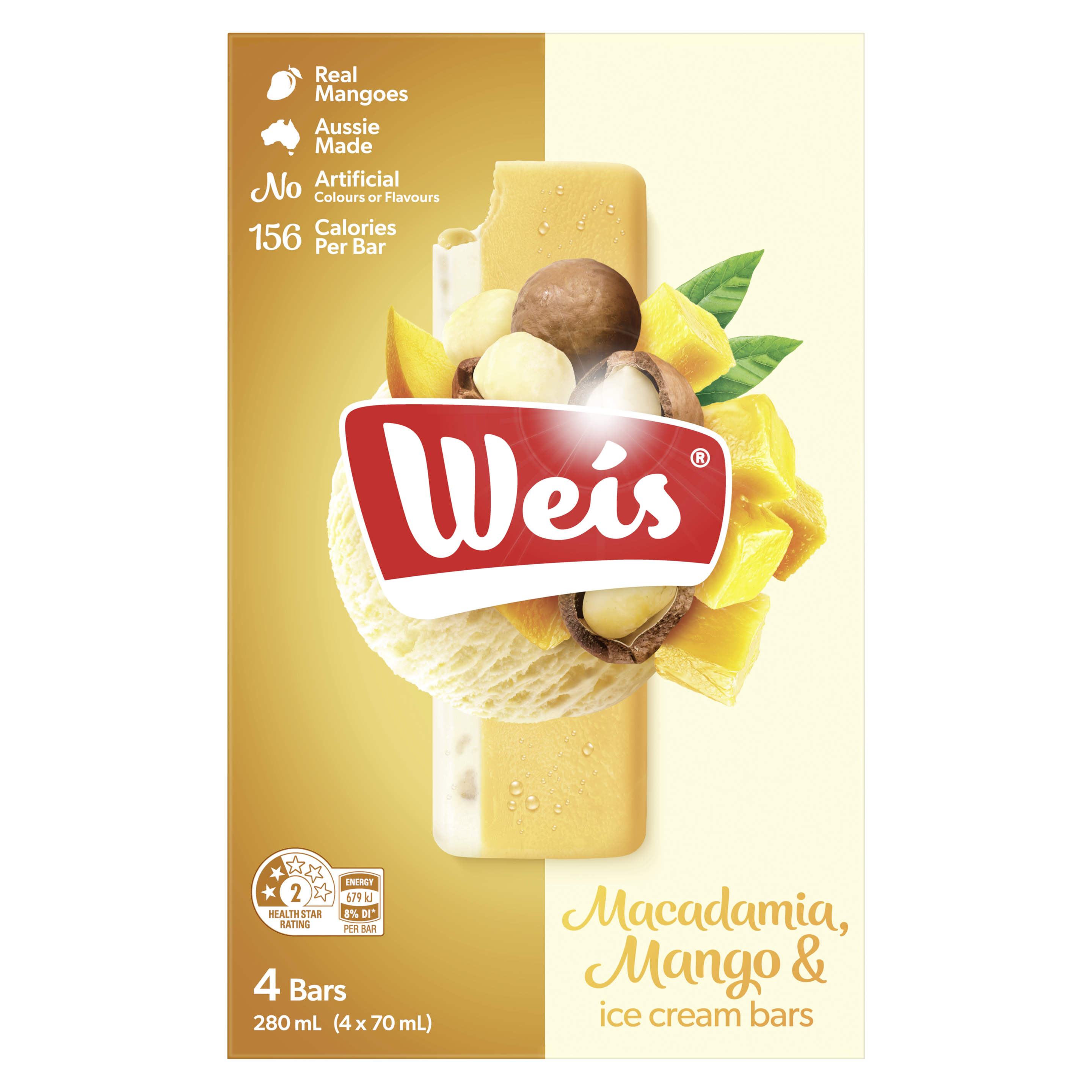 Weis Mango & Macadamia Ice Cream Bar packshot