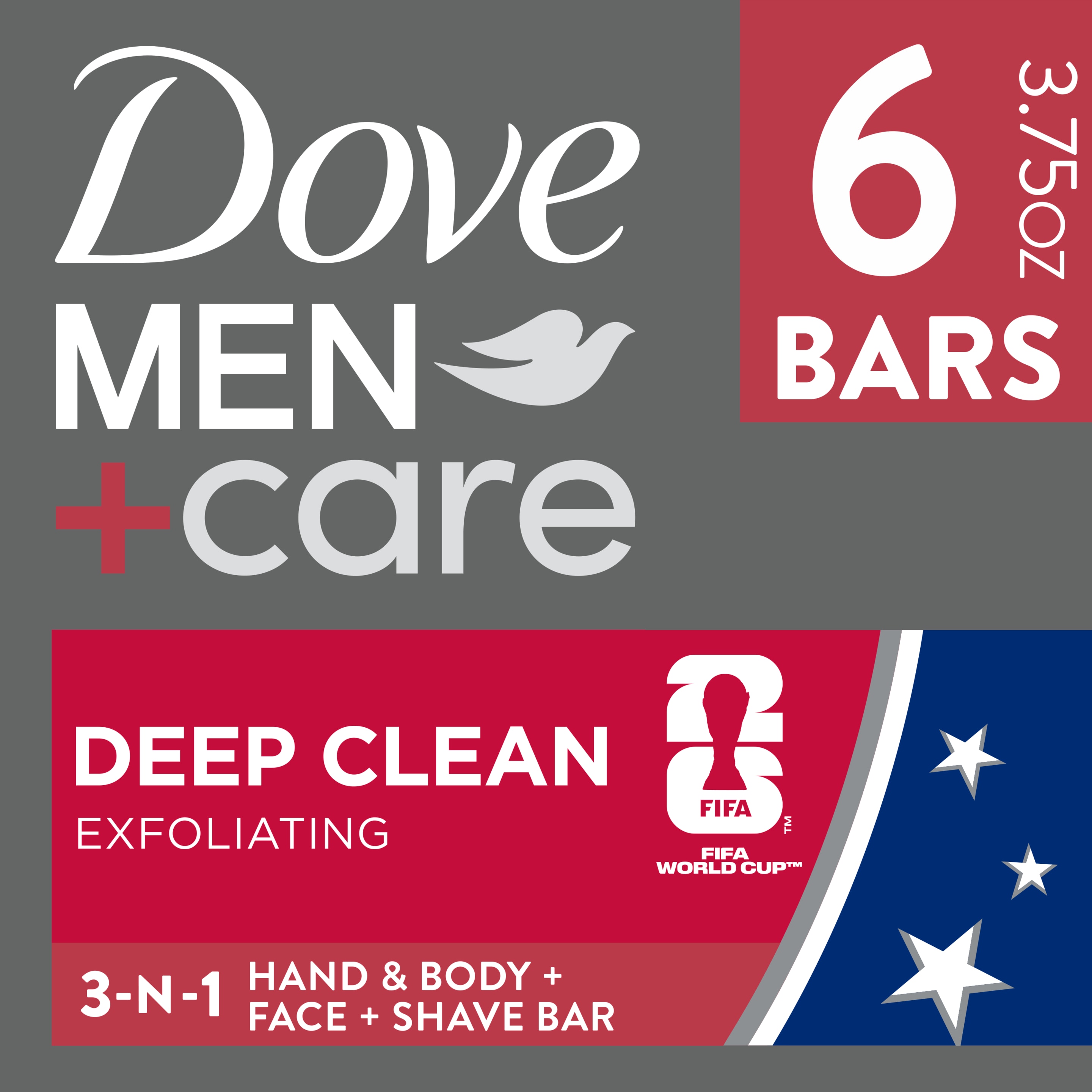 Dove Men+Care Deep Clean Body and Face Bar 3.7 oz 6pk