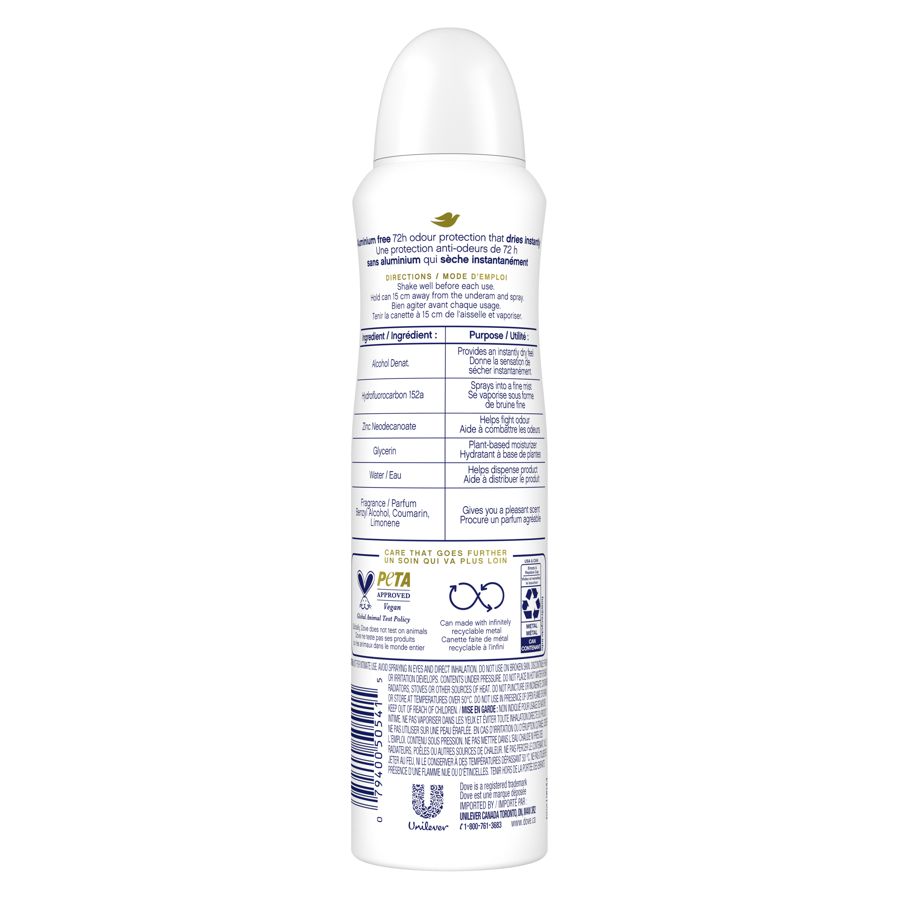 Désodorisant en vaporisateur à sec sans aluminium parfum de lait d'avoine et vanille