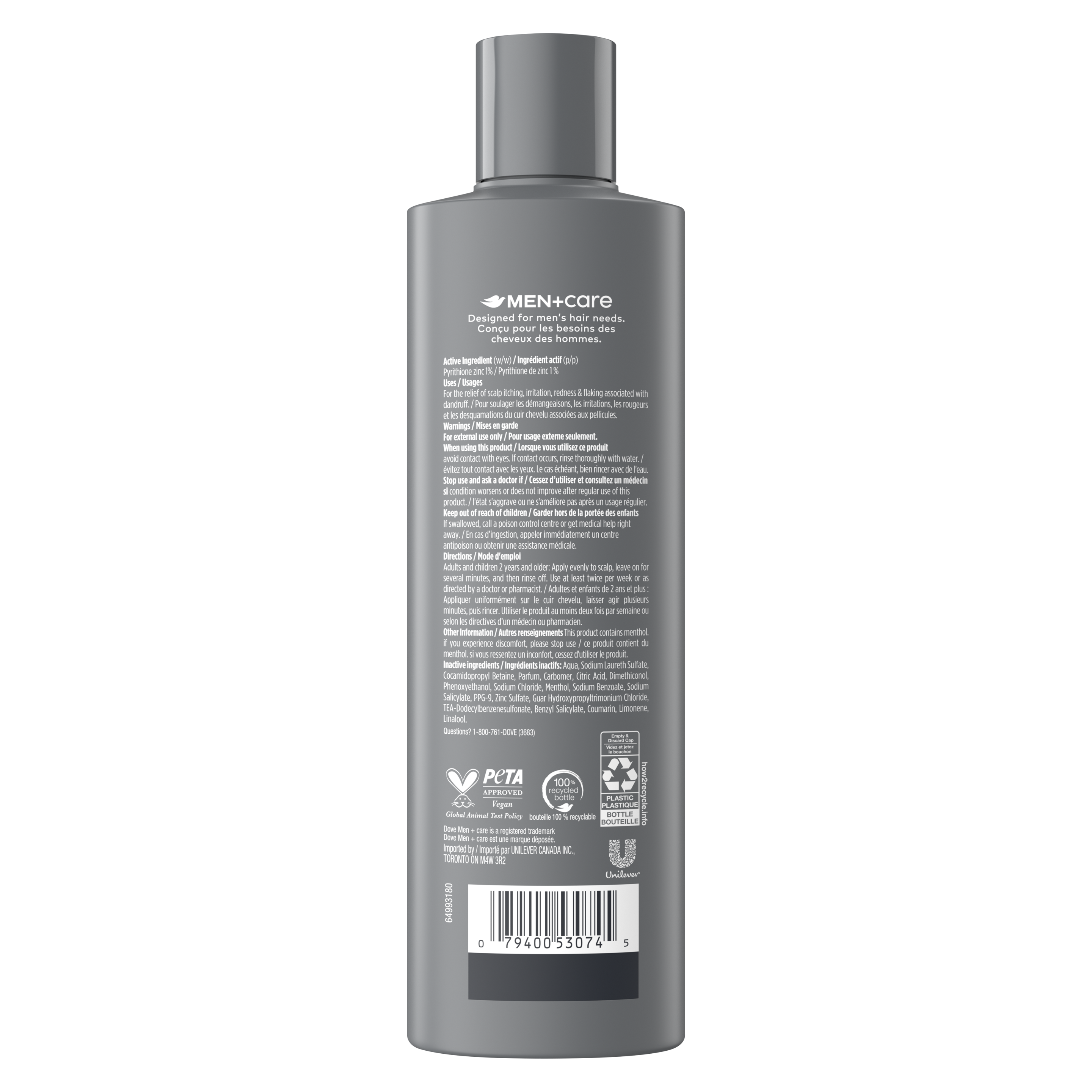 Men+Care Anti-Dandruff Shampoo and Conditioner 355ml Back