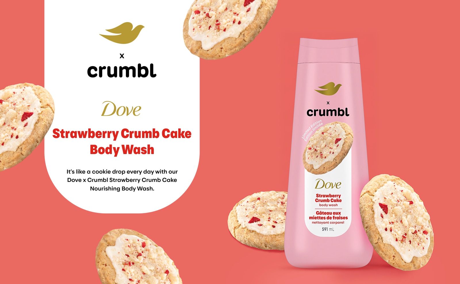 Dove x Crumbl Strawberry Crumb Cake