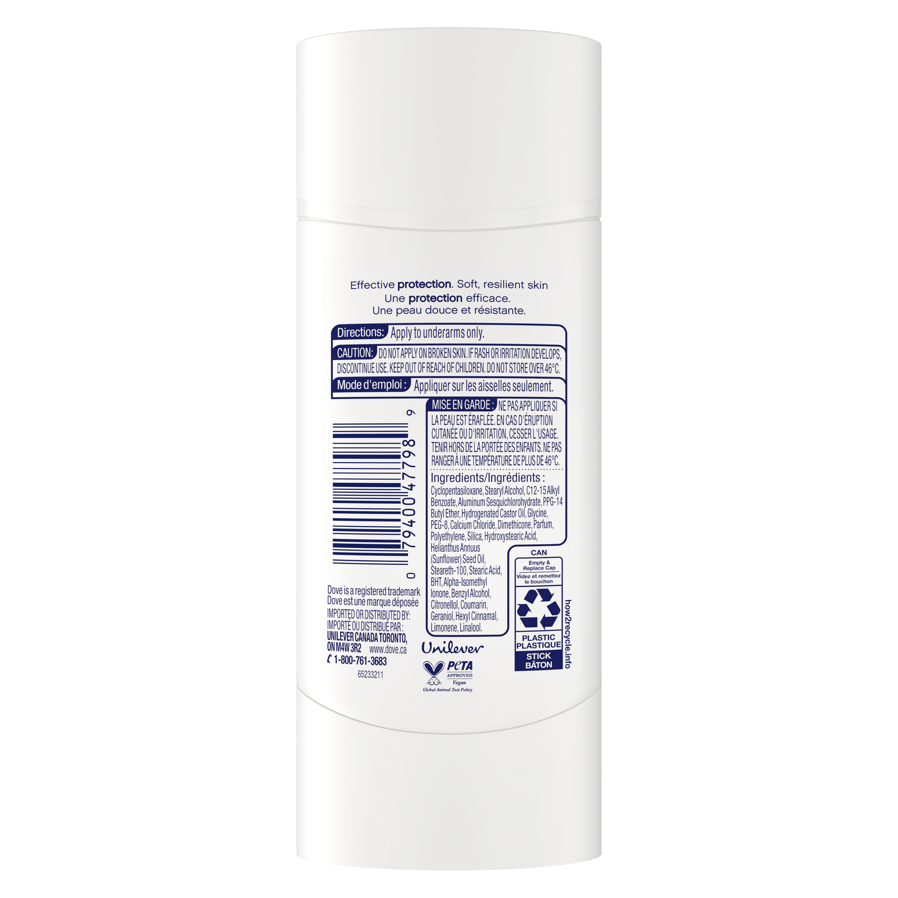 Advanced Care Antiperspirant Stick Vanilla & Cocoa Butter Scent 74g Back of Pack