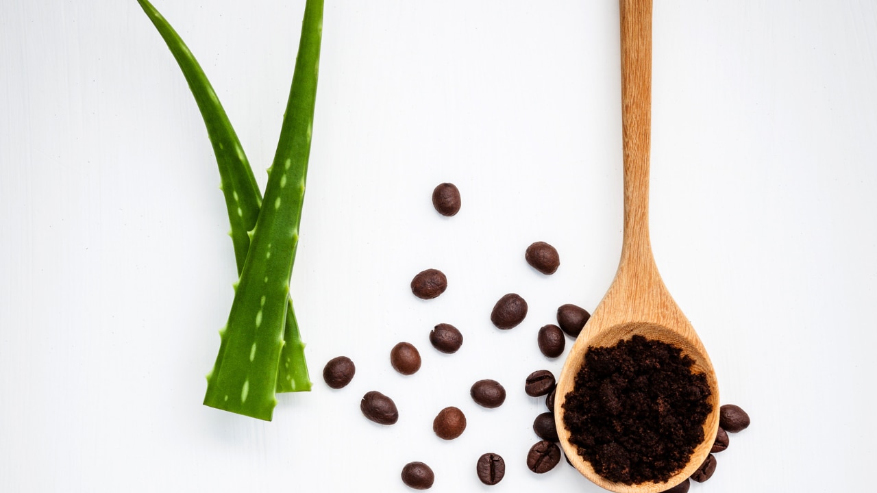 8. Aloe Vera + Coffee Grounds (for Circulation & Radiance)