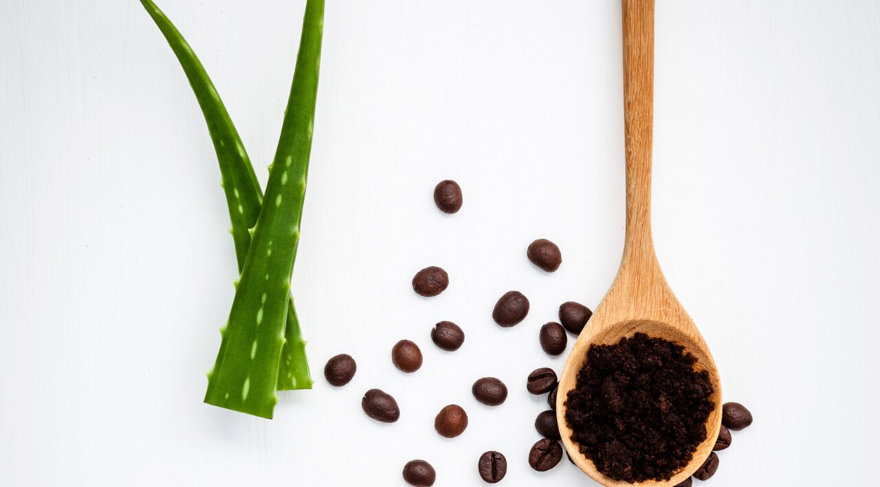 8. Aloe Vera + Coffee Grounds (for Circulation & Radiance)