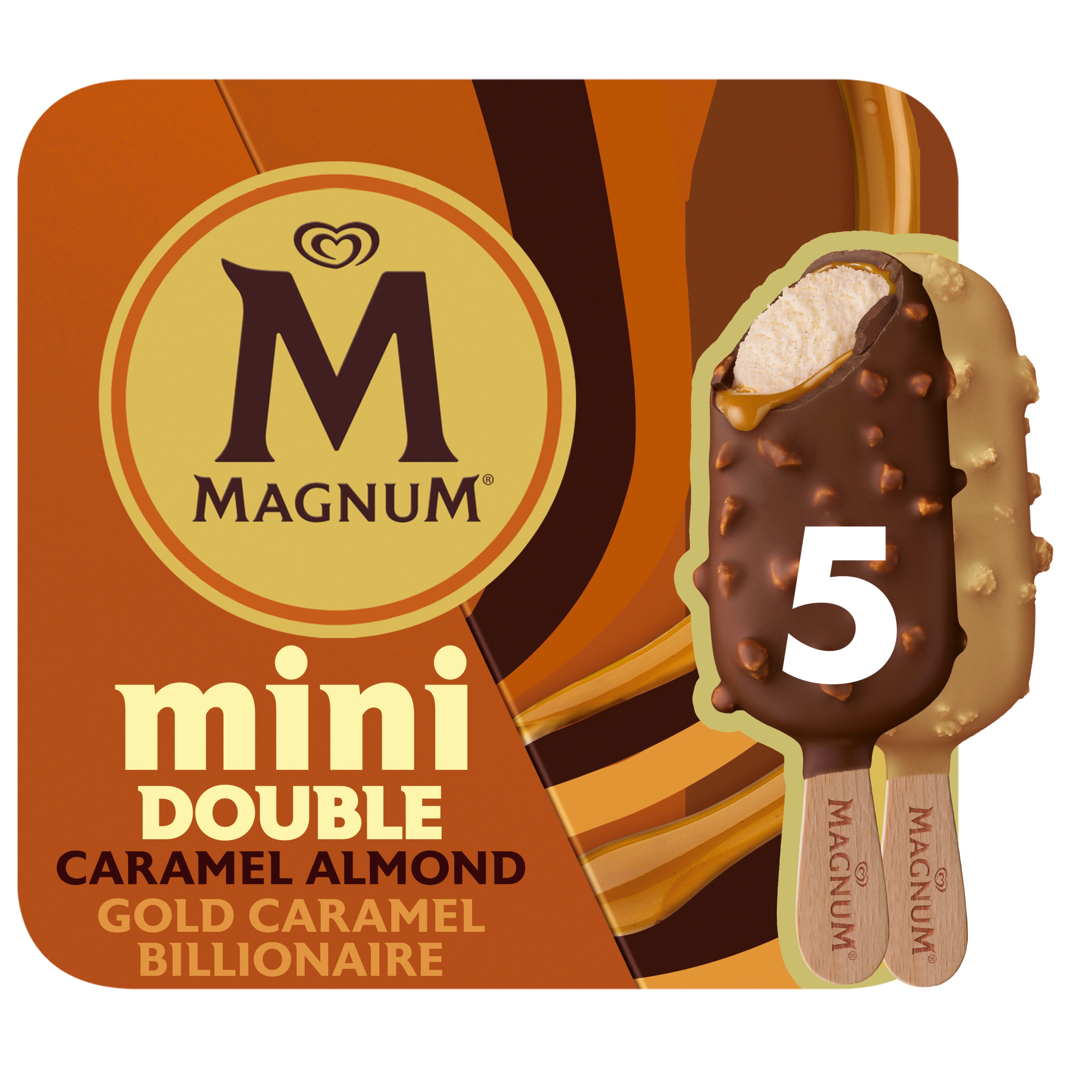 Magnum Mini Double Caramel Billionaire & Caramel Almond 5 x 55 ml - Magnum Deutschland packshot