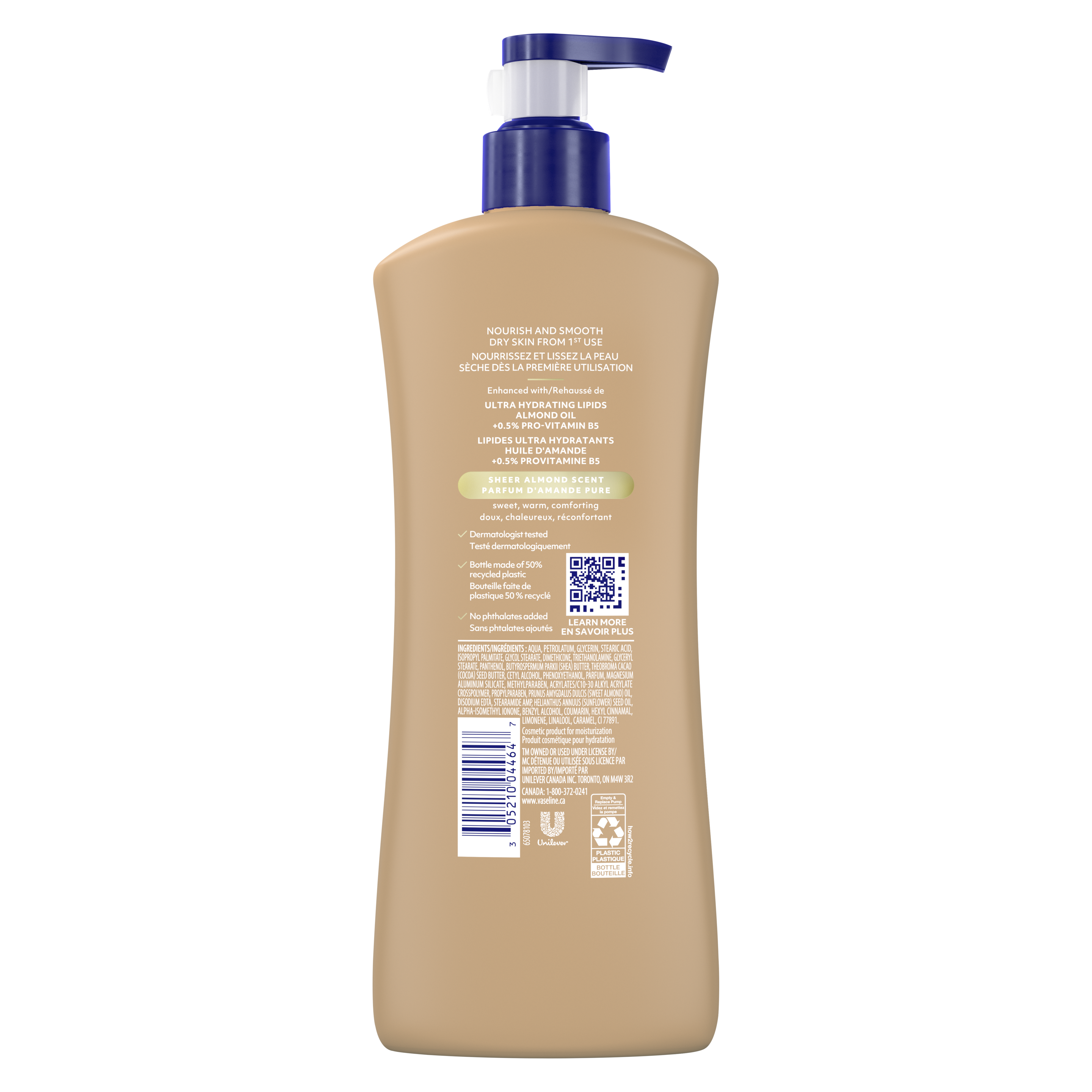 Vaseline® Intensive Care™ Almond Smooth Lotion Lotion back of pack