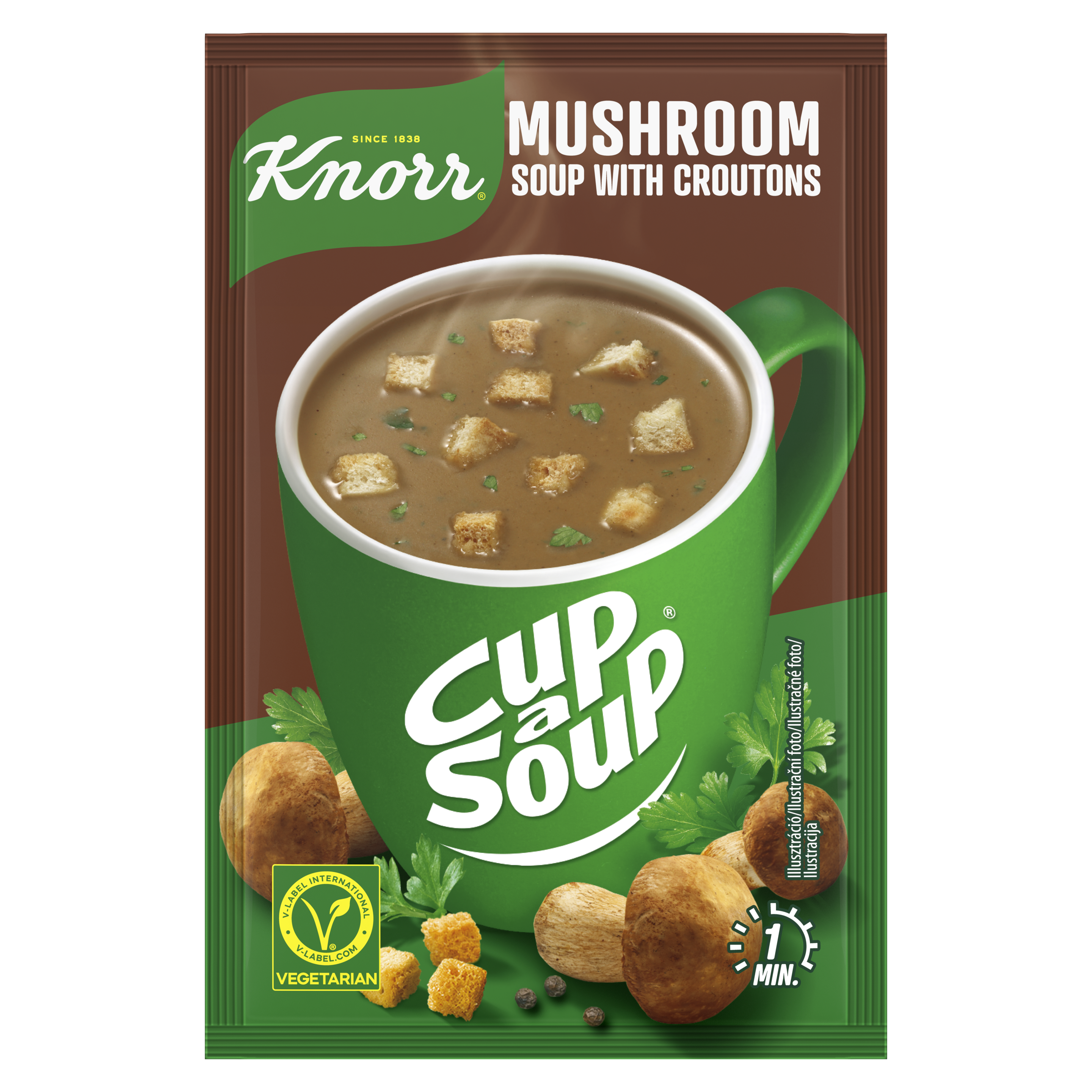 KNORR CUP A SOUP GOBOVA JUHA Z JURČKI IN POPEČENIMI KRUHKI packshot