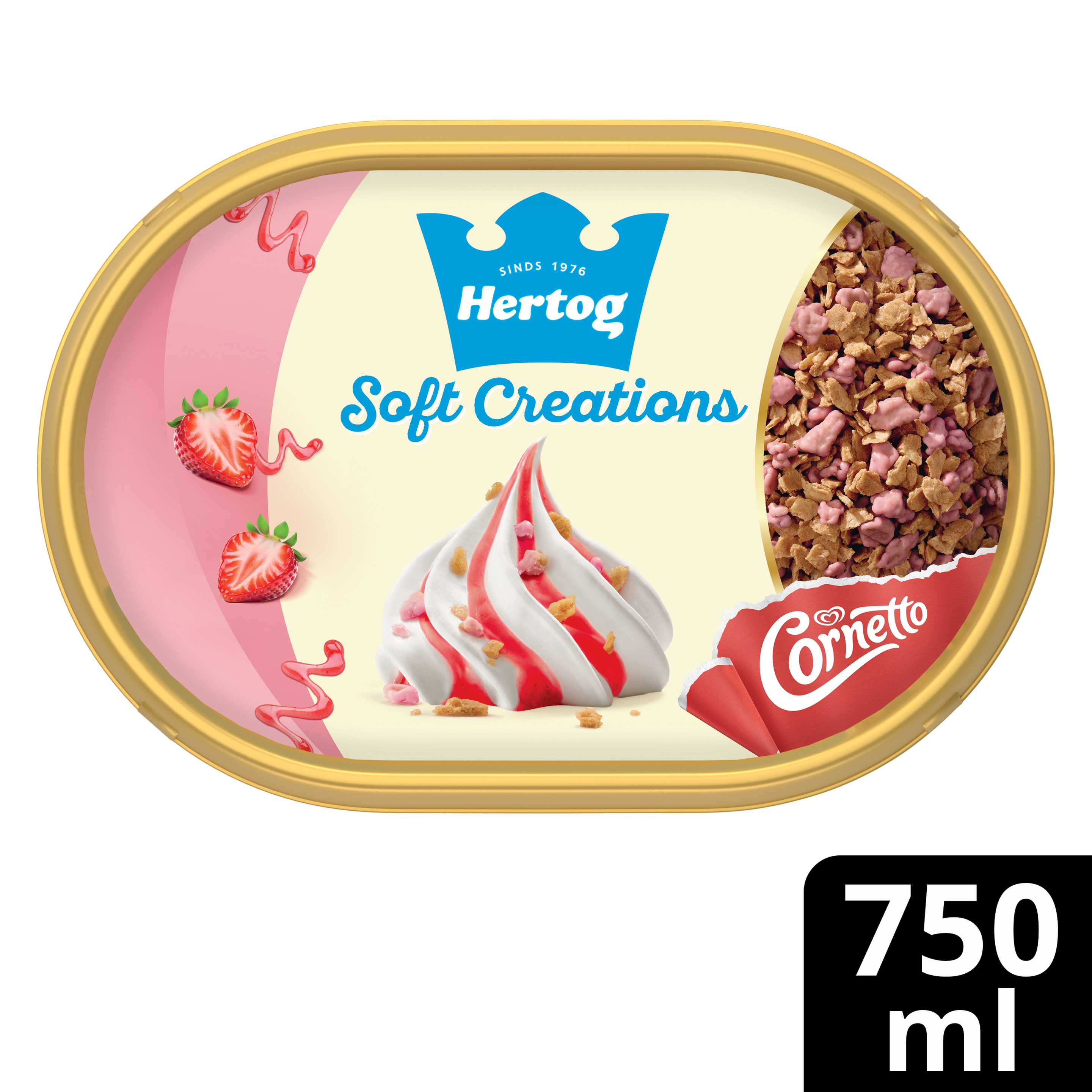 Soft Creations Vanille Softijs met aardbeiensaus 750 ml packshot