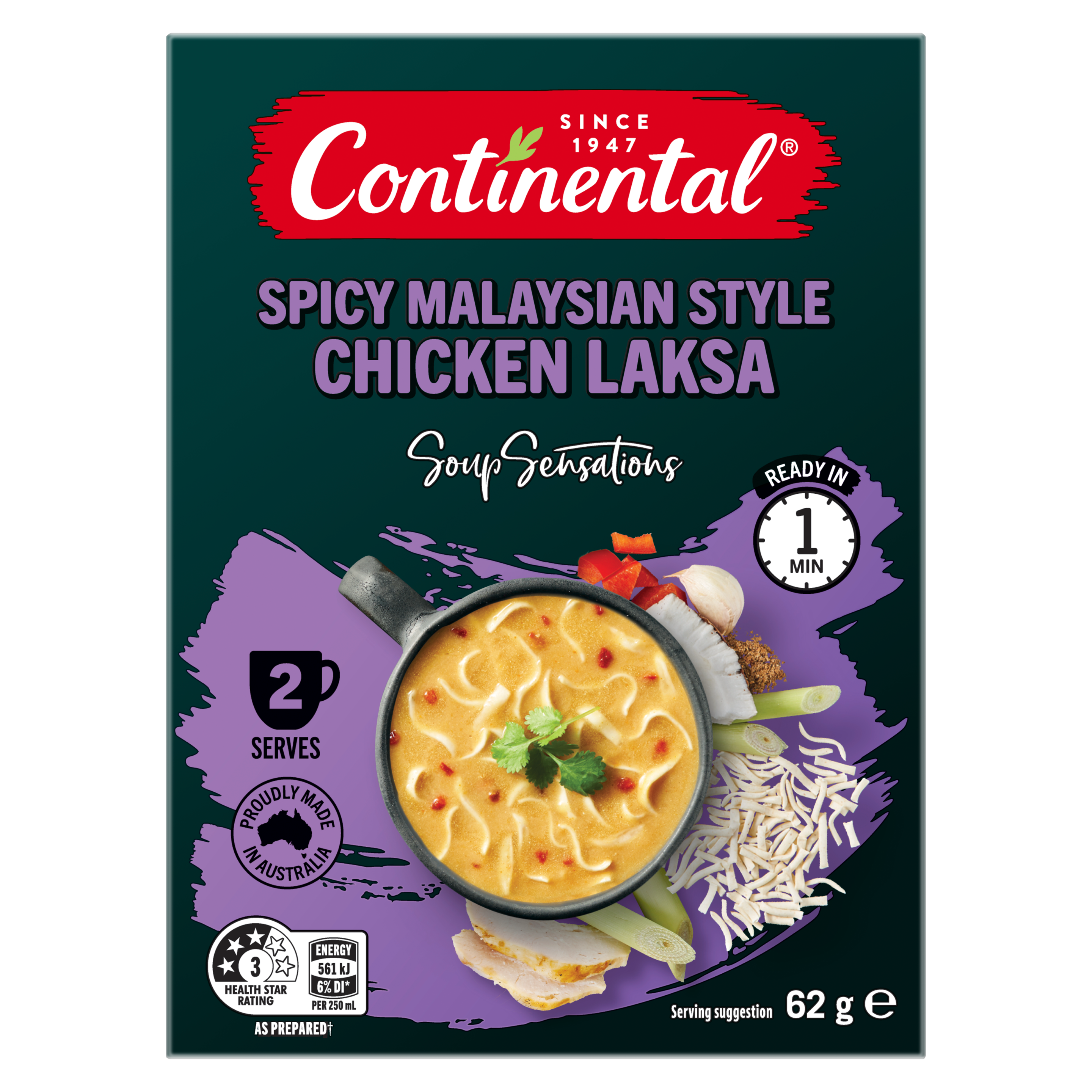 Spicy Malaysian Laksa with Flat Noodles 66G packshot