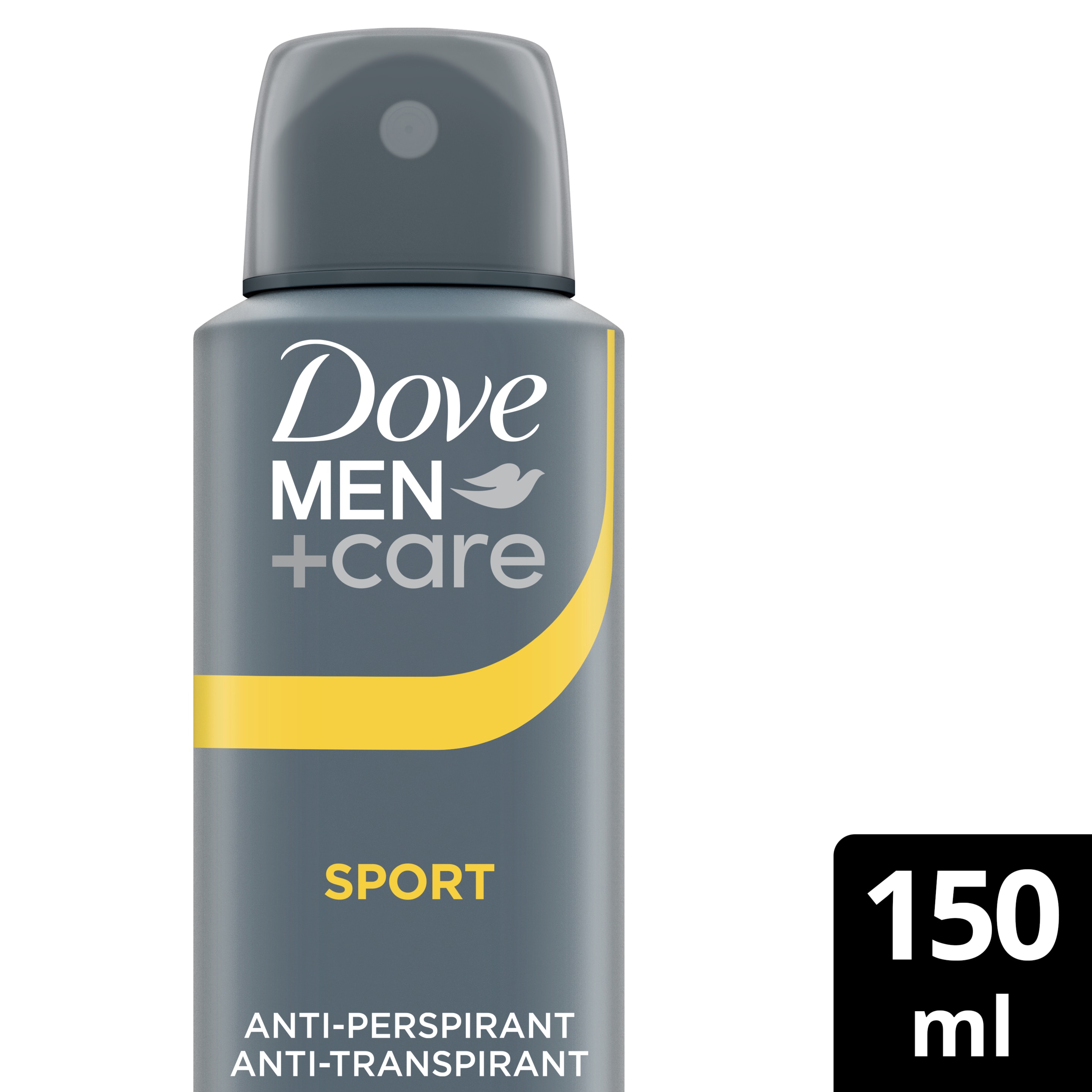 Dove Men+Care Sport Deodorant Spray with ¼ moisturising cream Anti-Perspirant Aerosol for 48 hour sweat and odour protection 150 ml packshot