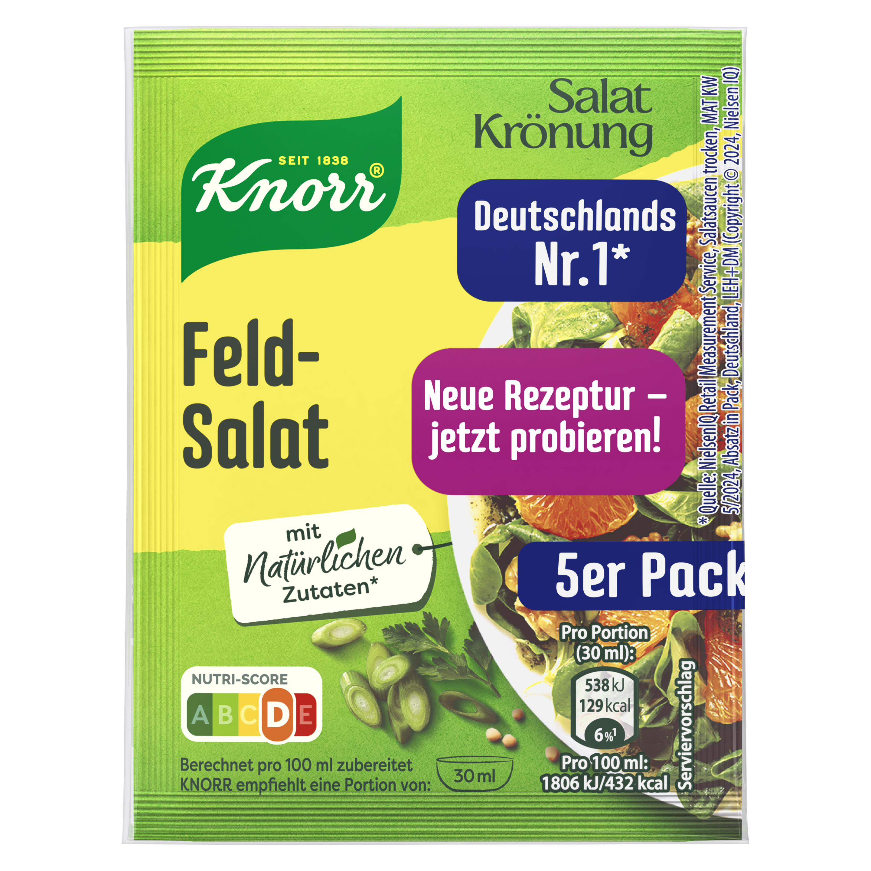 Knorr Salatkrönung  Feldsalat Dressing 5er-Pack ergibt 450 ml