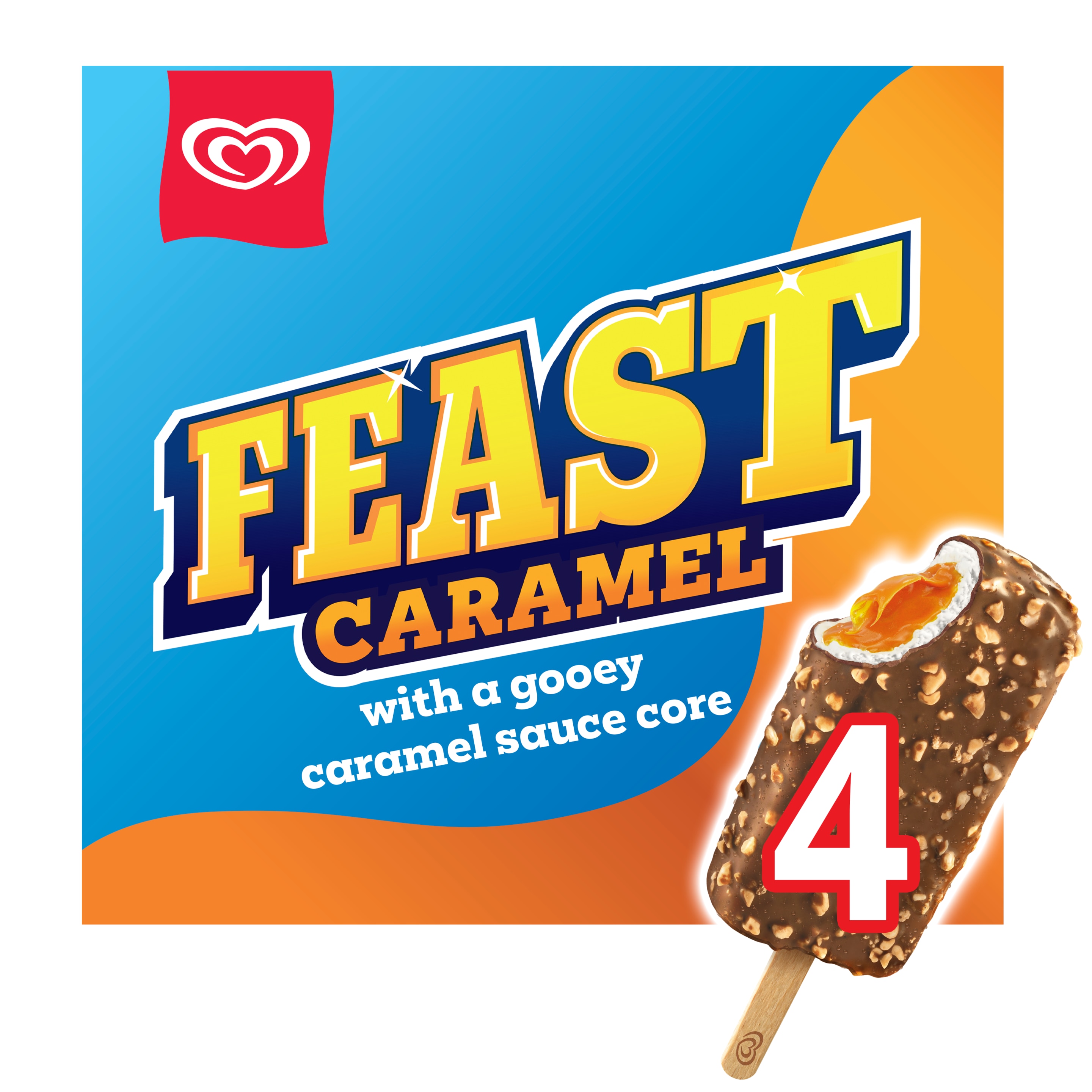 Feast  Caramel Ice Cream Sticks  4x 90 ml packshot