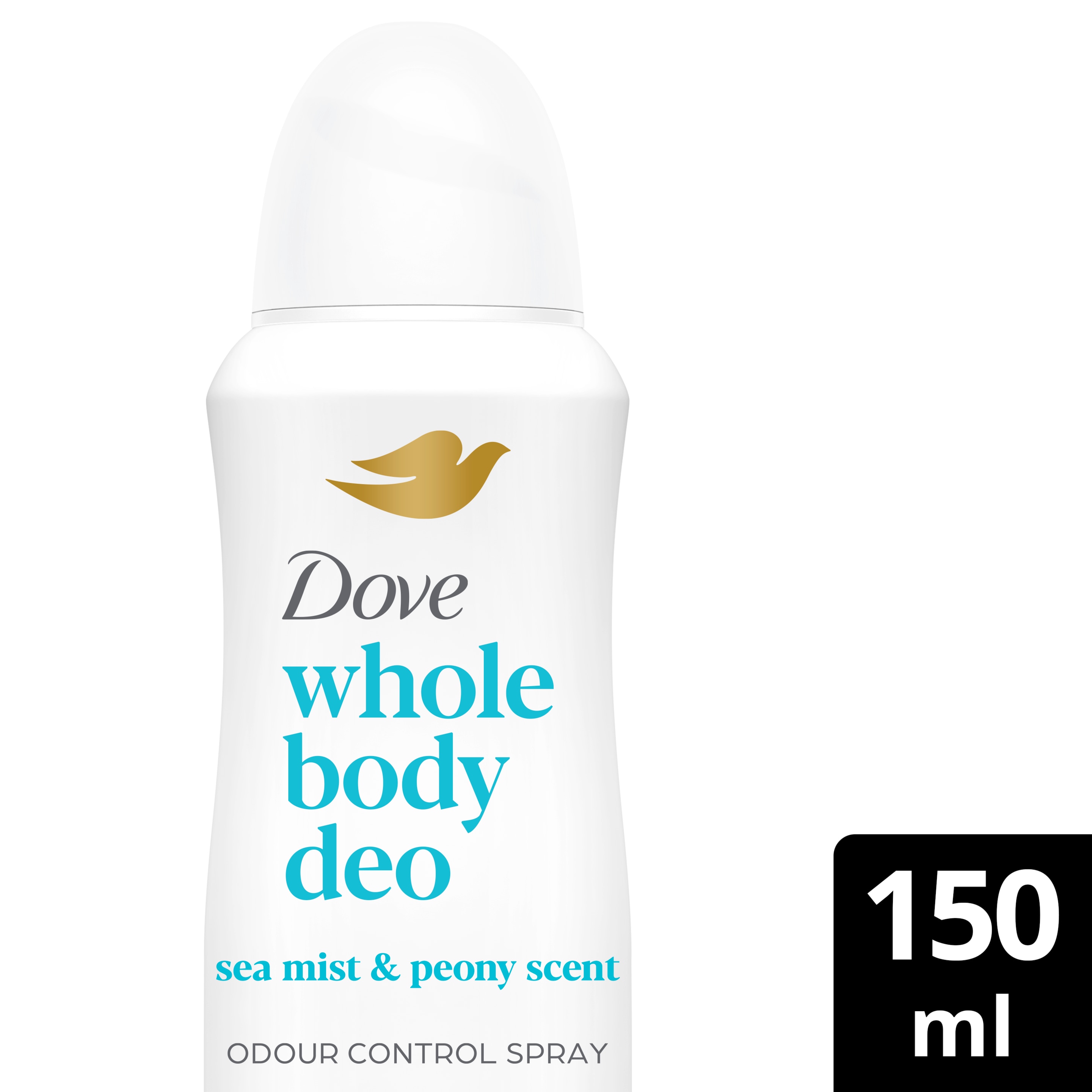 Dove  Sea Mist & Peony 0% aluminium deodorant Whole Body Deodorant Spray for all-day odour control 150 ml packshot