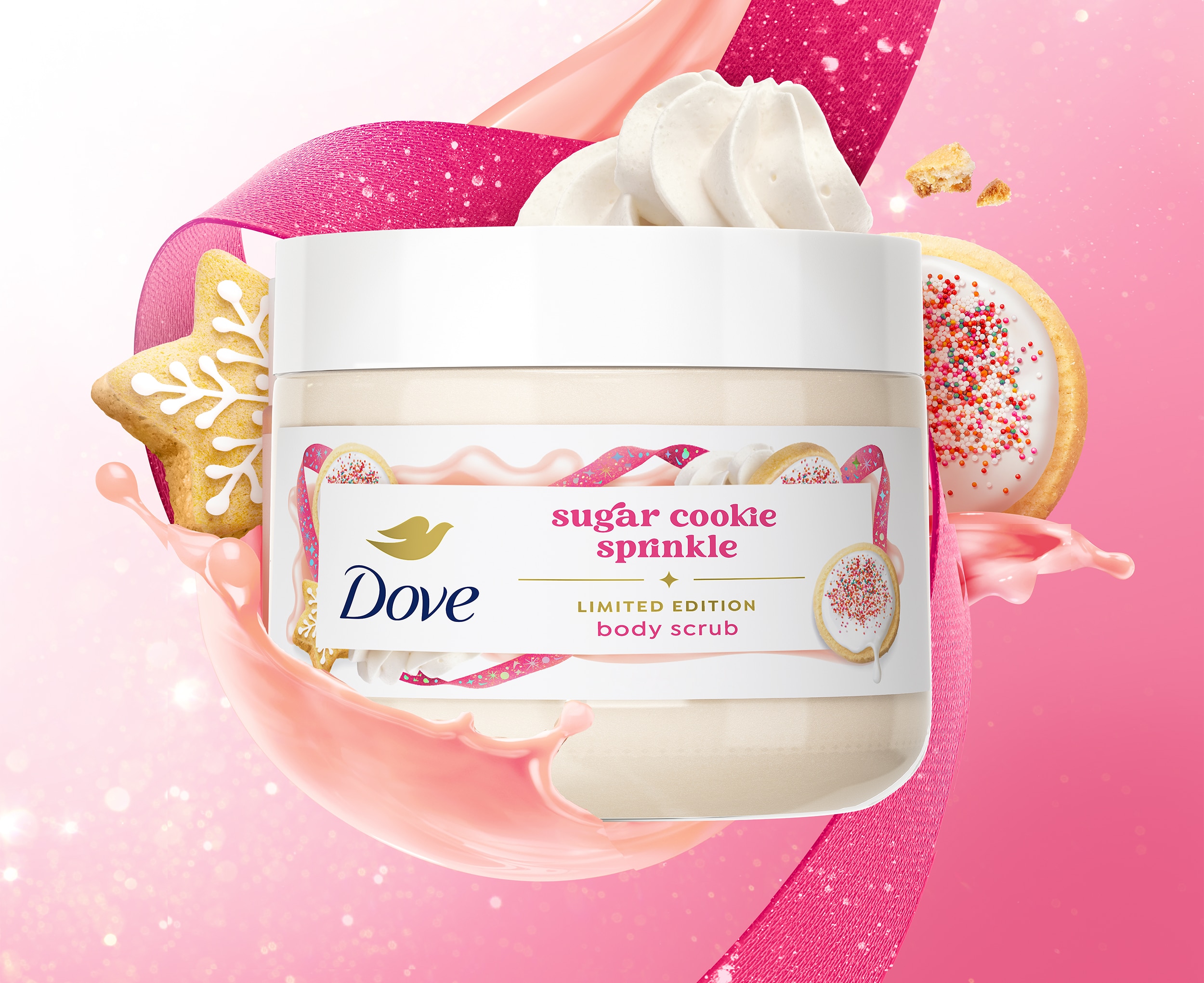 Dove Apple Caramel Crumble Hand Wash against red background