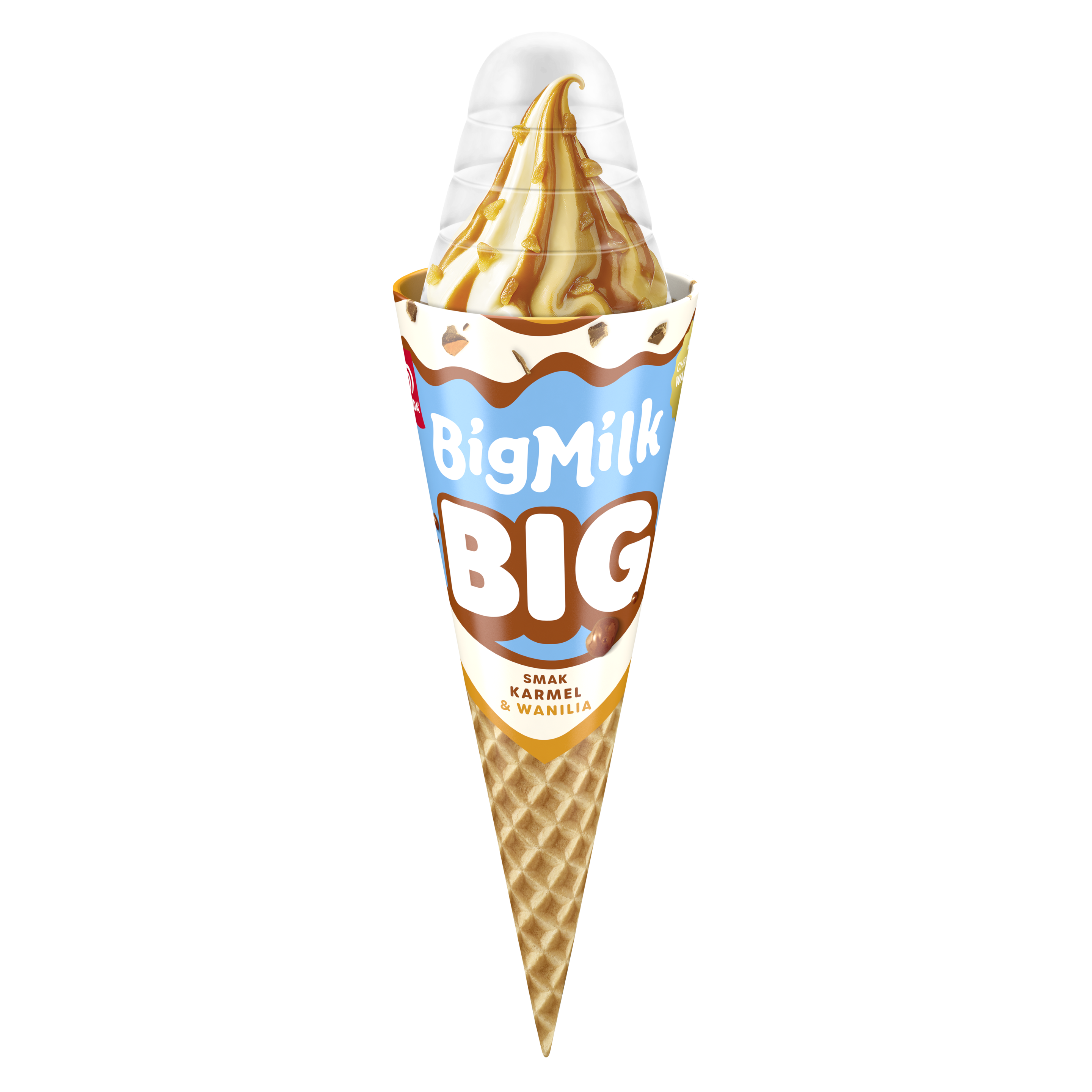 BIG MILK Rożek big karmel & wanilia 140 ml packshot