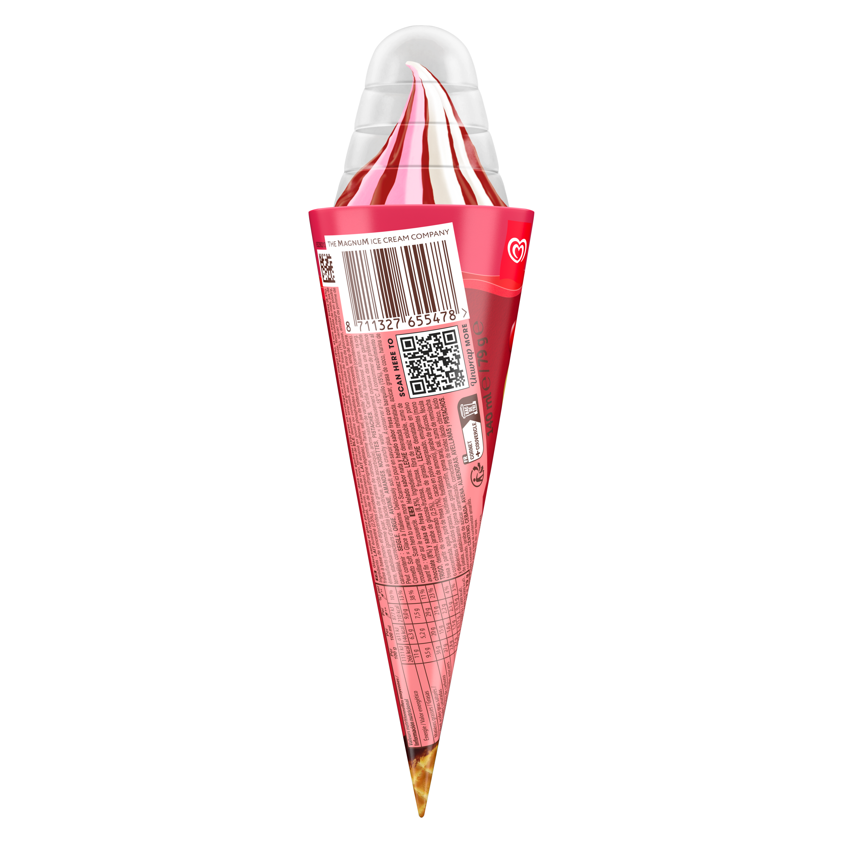 Cornetto Glace à l'italienne Vanille & Sauce Fraise