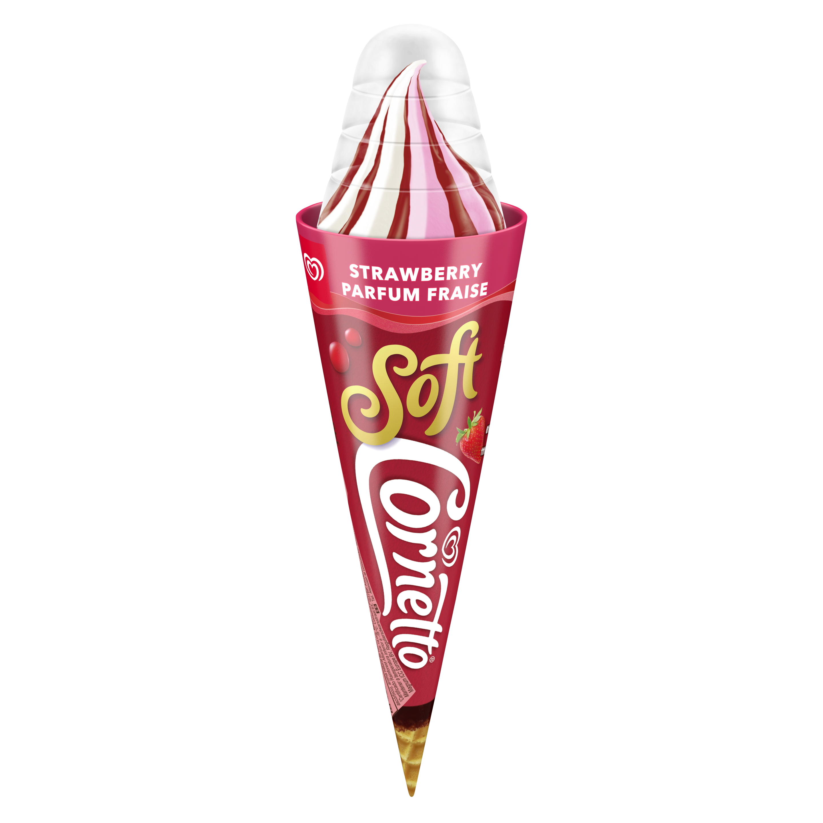 Cornetto Glace à l'italienne Vanille & Sauce Fraise