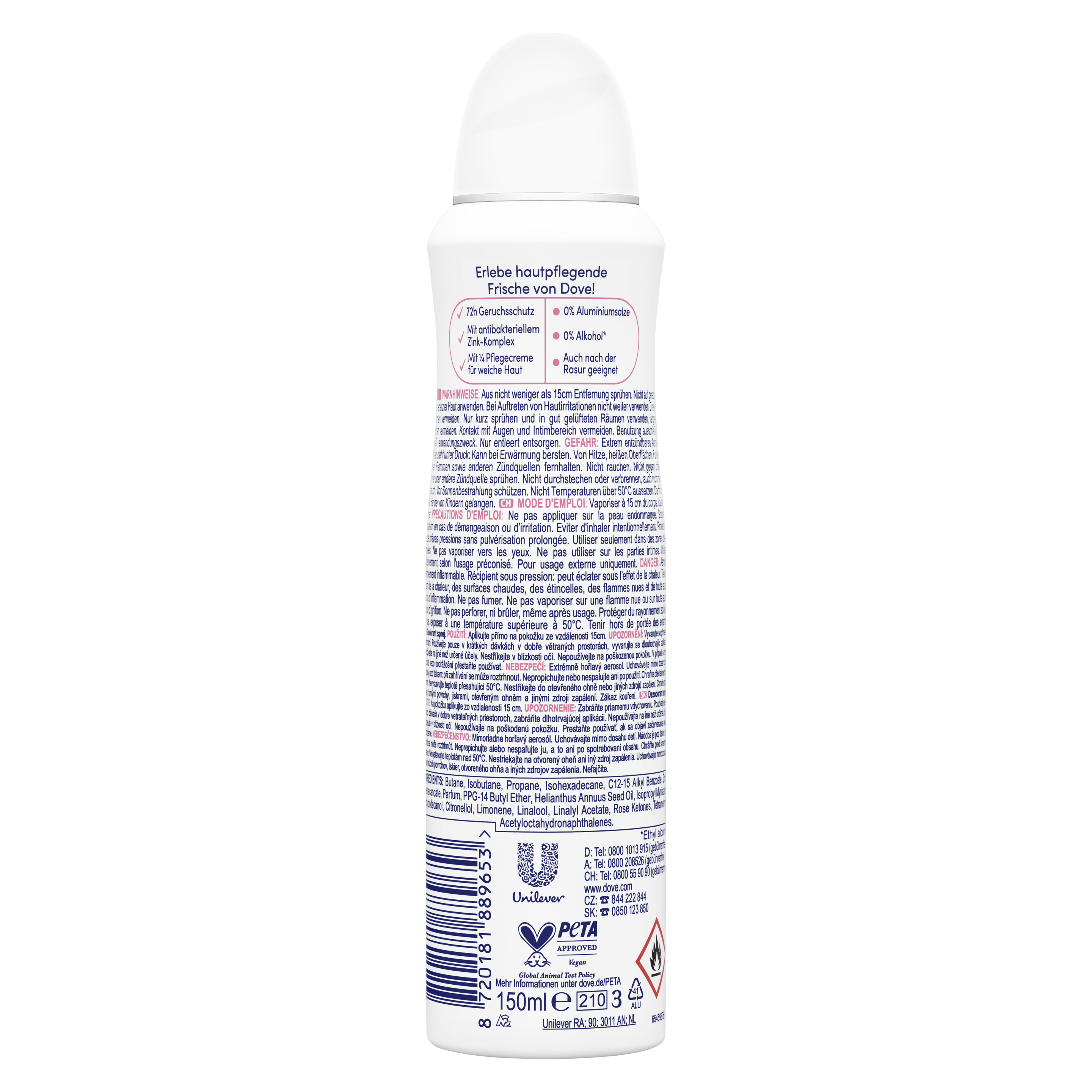 Fresh Rose 0% Aluminiumsalze mit antibakteriellem Zink-Komplex Deodorant Spray