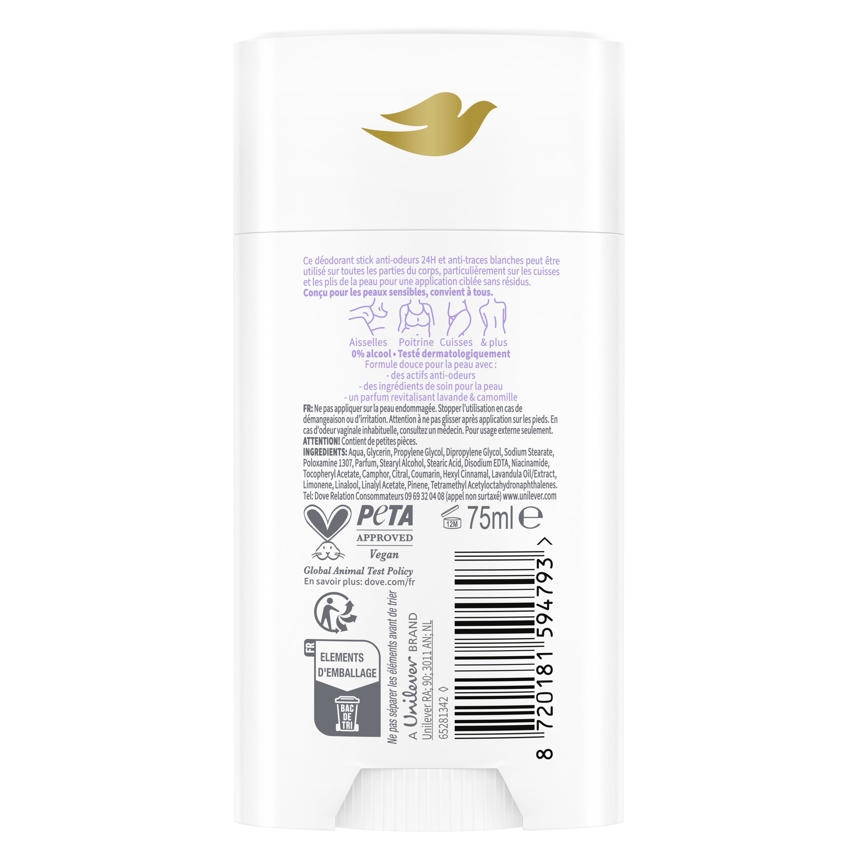 Déodorant pour tout le corps Lavande & Camomille stick 75ml
