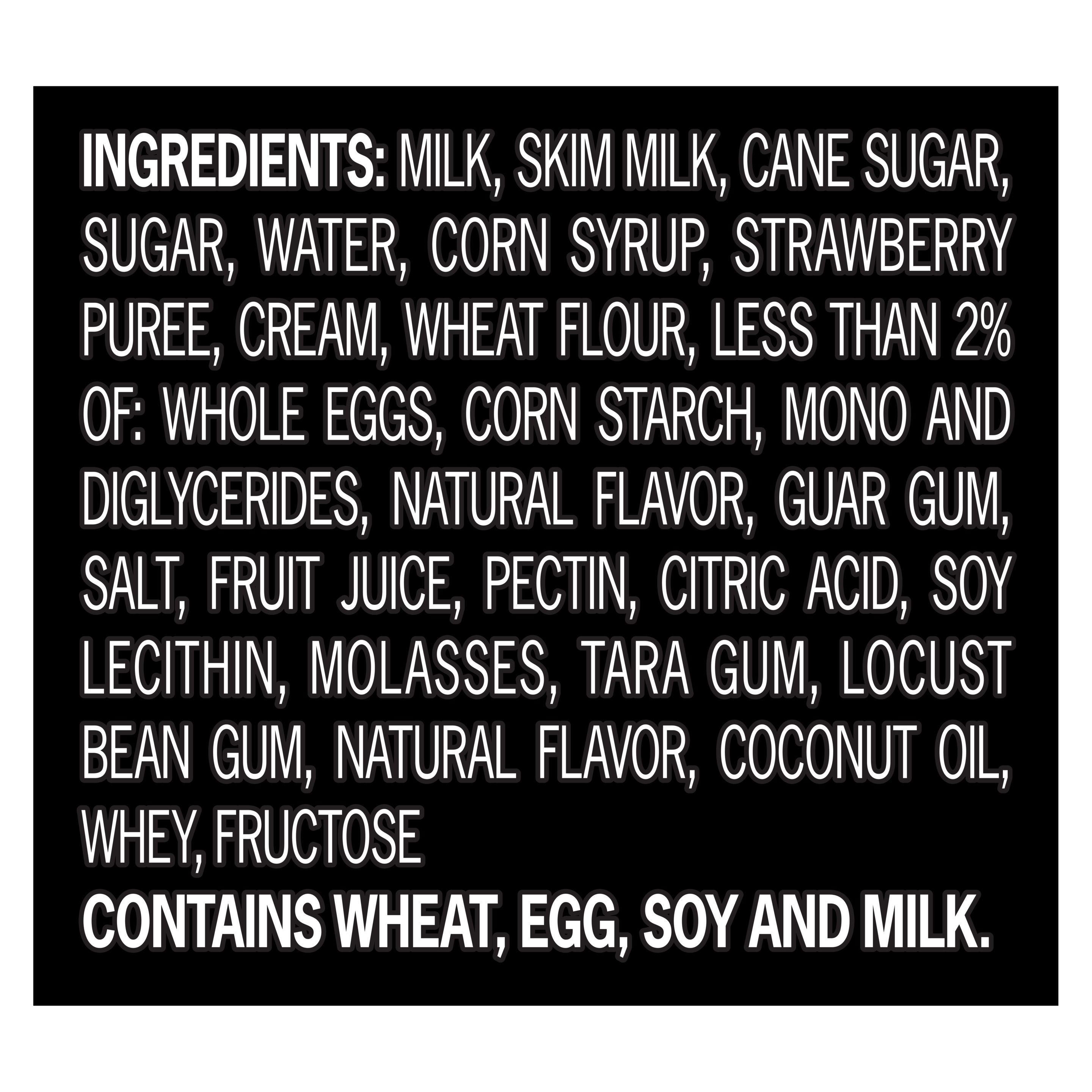 A 48 ounce tub of Breyers® Strawberry Poundcake ingredient list