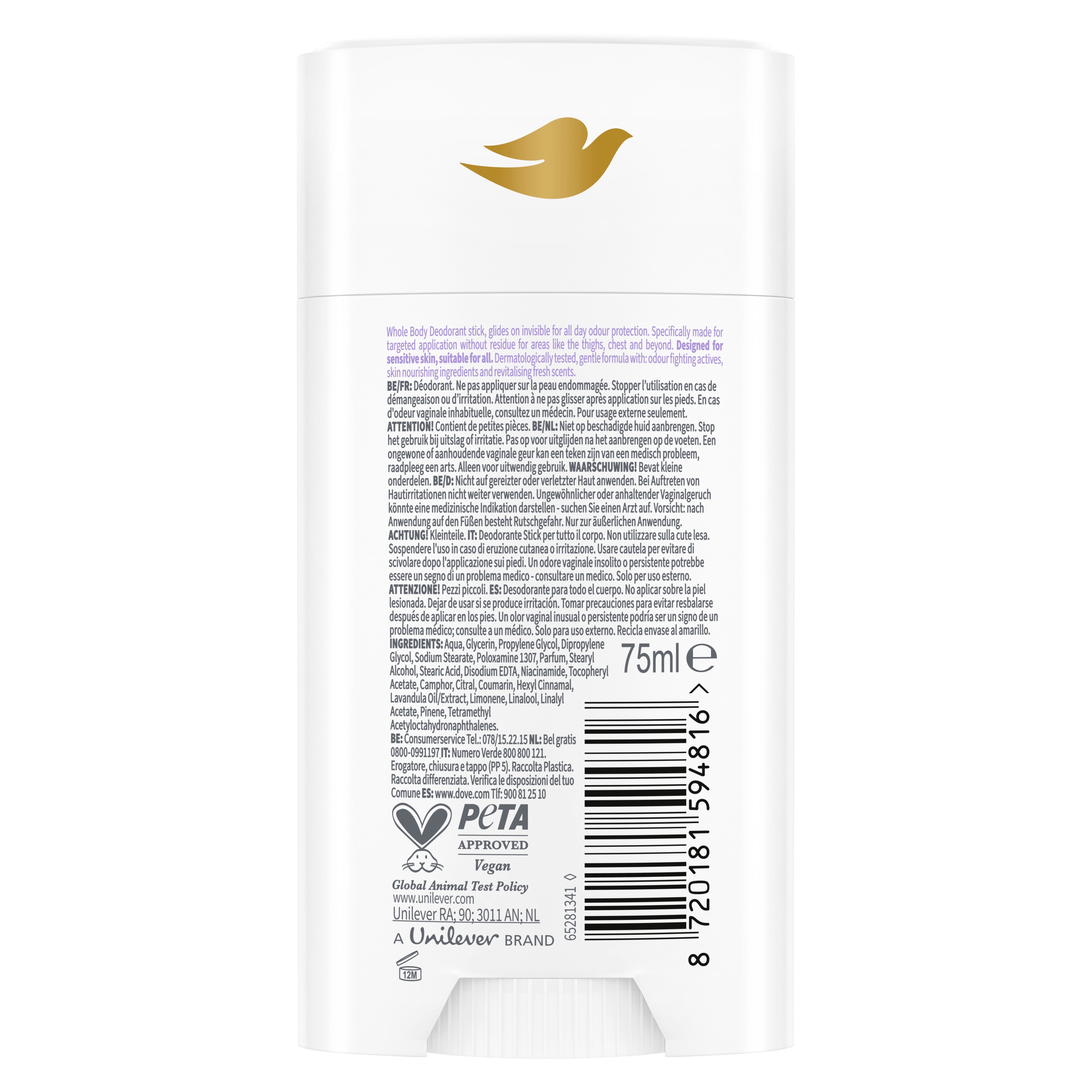 Dove Whole Body Deo Stick Lavanda e Camomilla