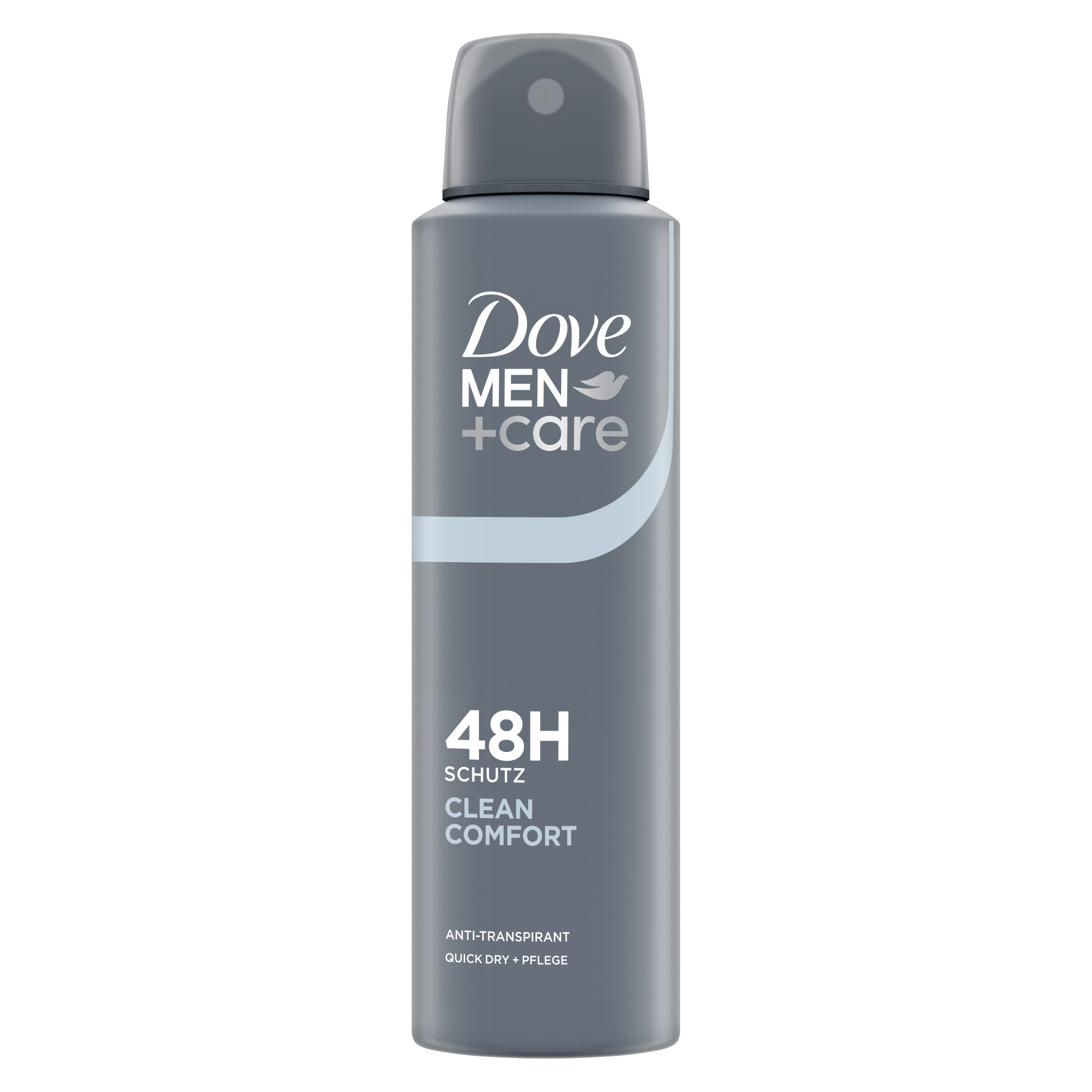 MEN+care Anti-Transpirant-Spray Clean Comfort in einem grau-türkisen Design packshot