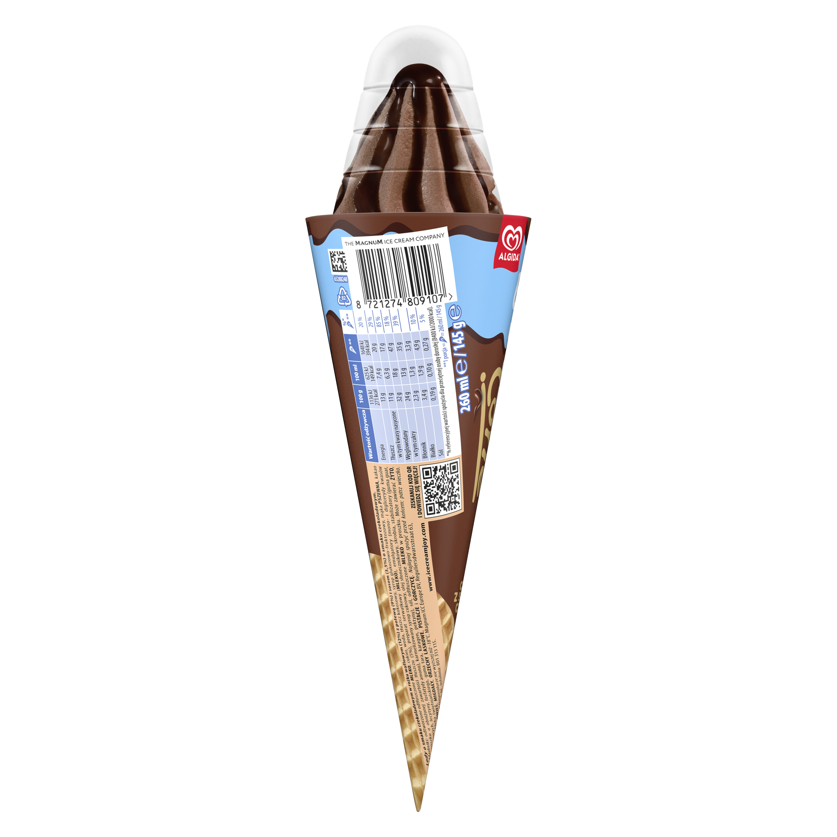 Rożek KING CONE czekoladowy z sosem czekoladowym