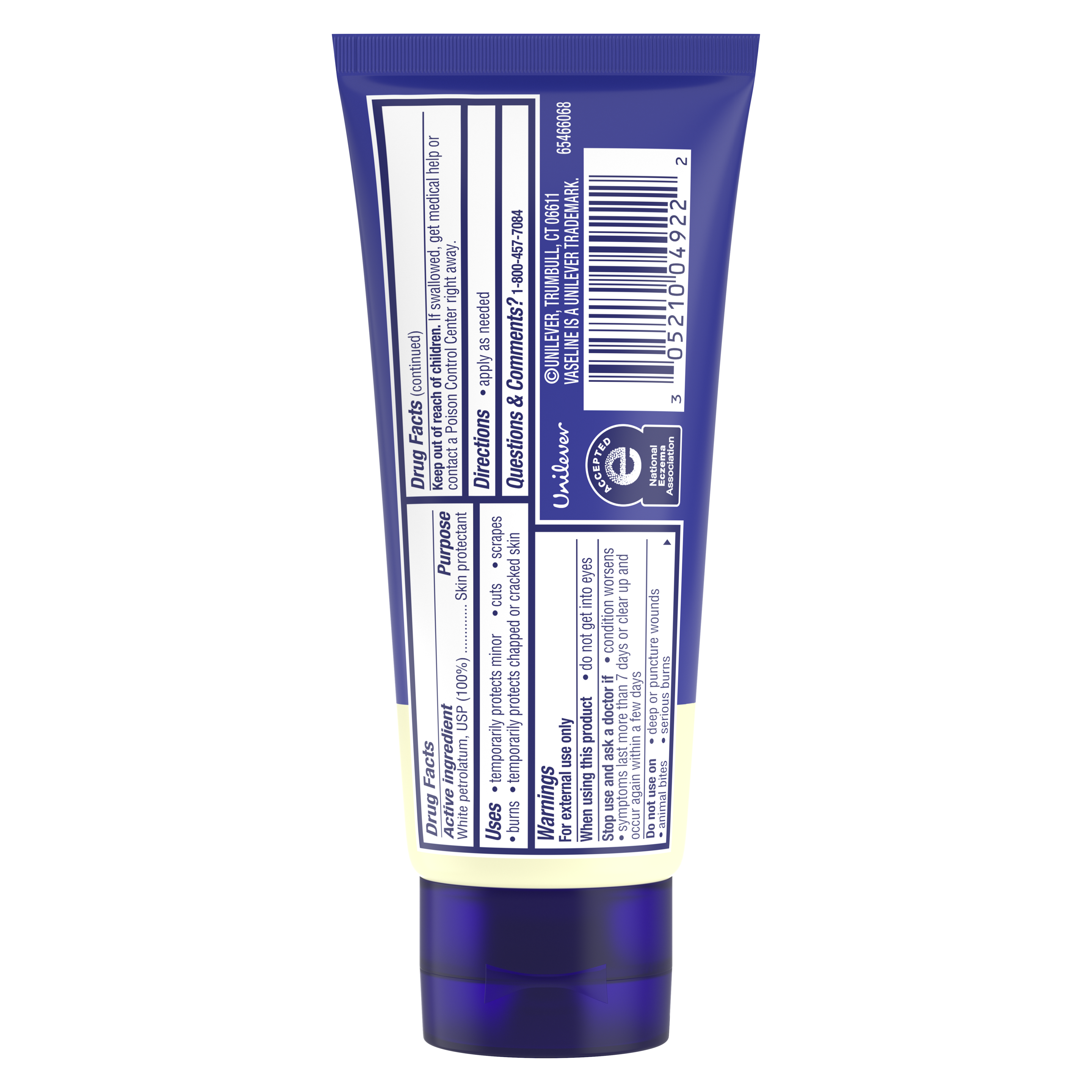Vaseline® Original Healing Jelly™ Tube back of pack