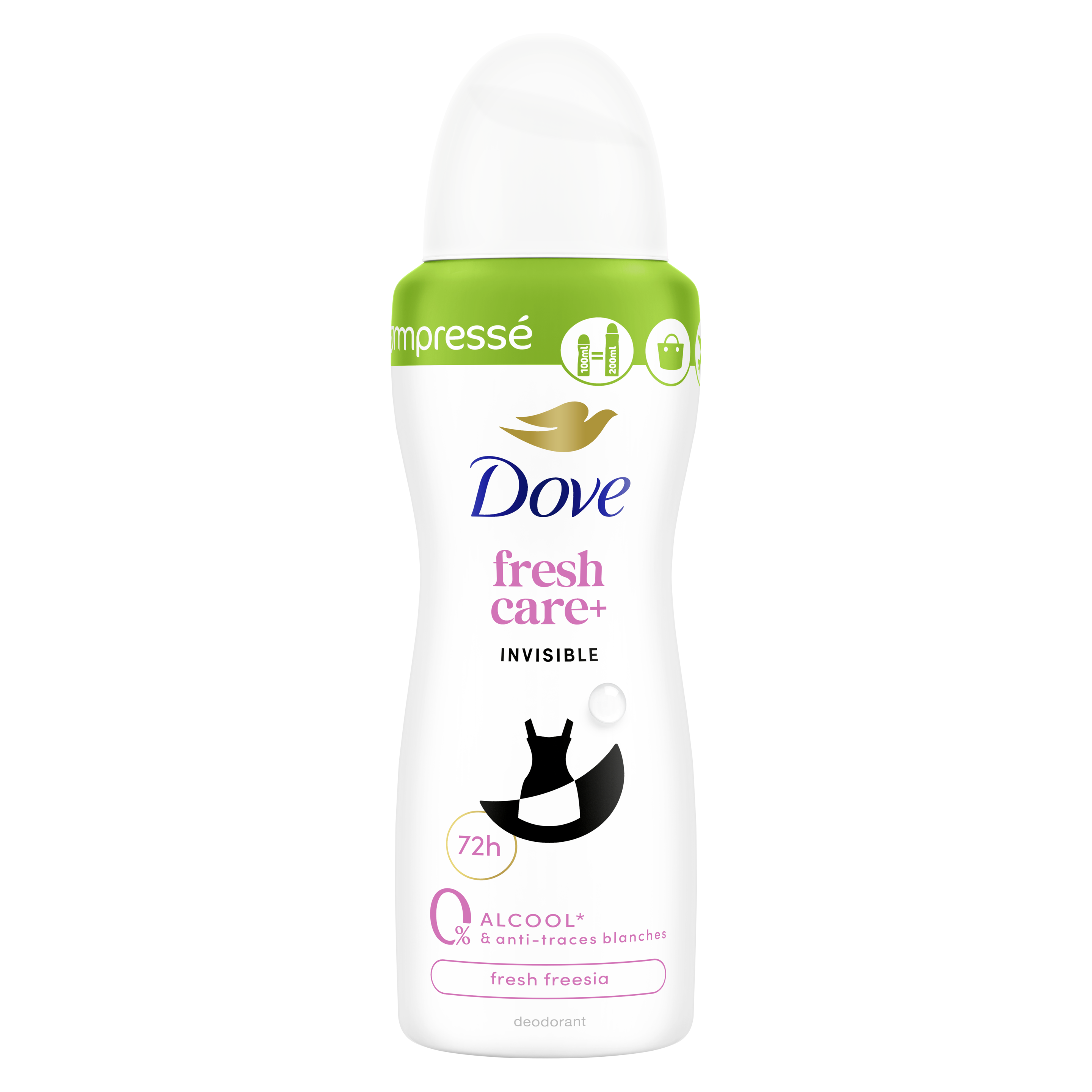 Dove 0% Fresh Care + Spray Invisible Care Compressé 100ml packshot