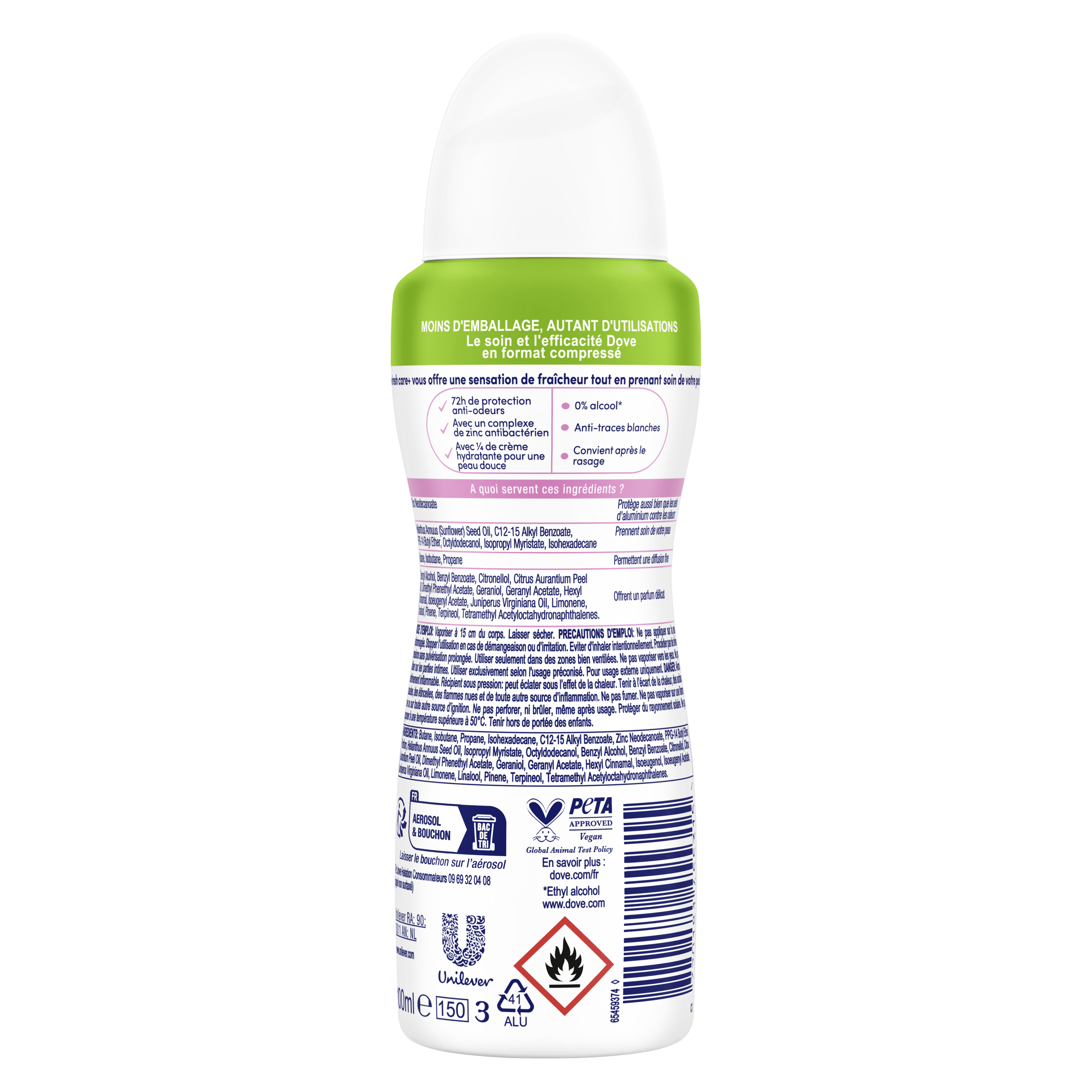 Dove 0% Fresh Care + Invisible Care Compressé spray 100ml
