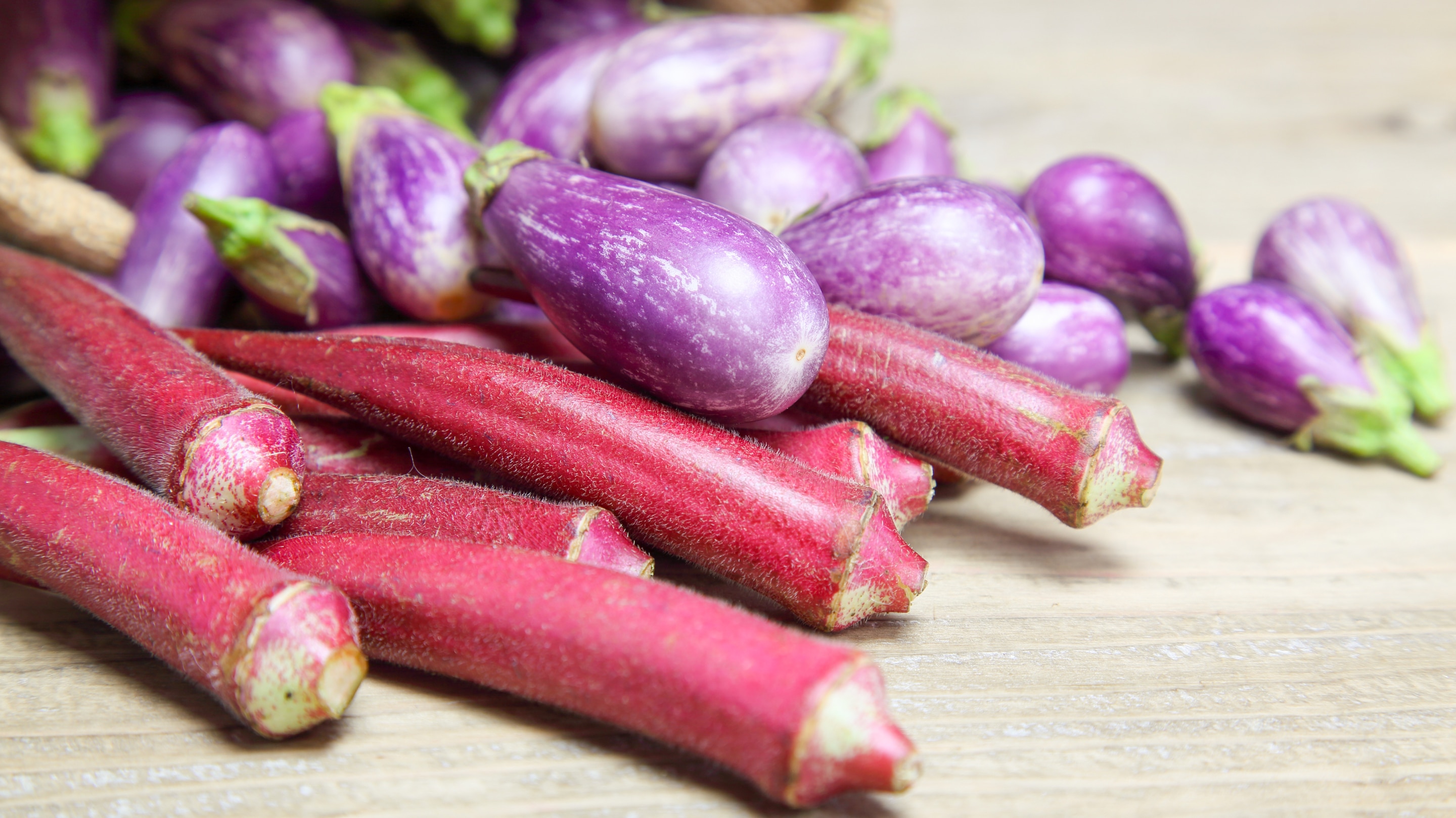 Aubergine (Eggplant) and Okra: