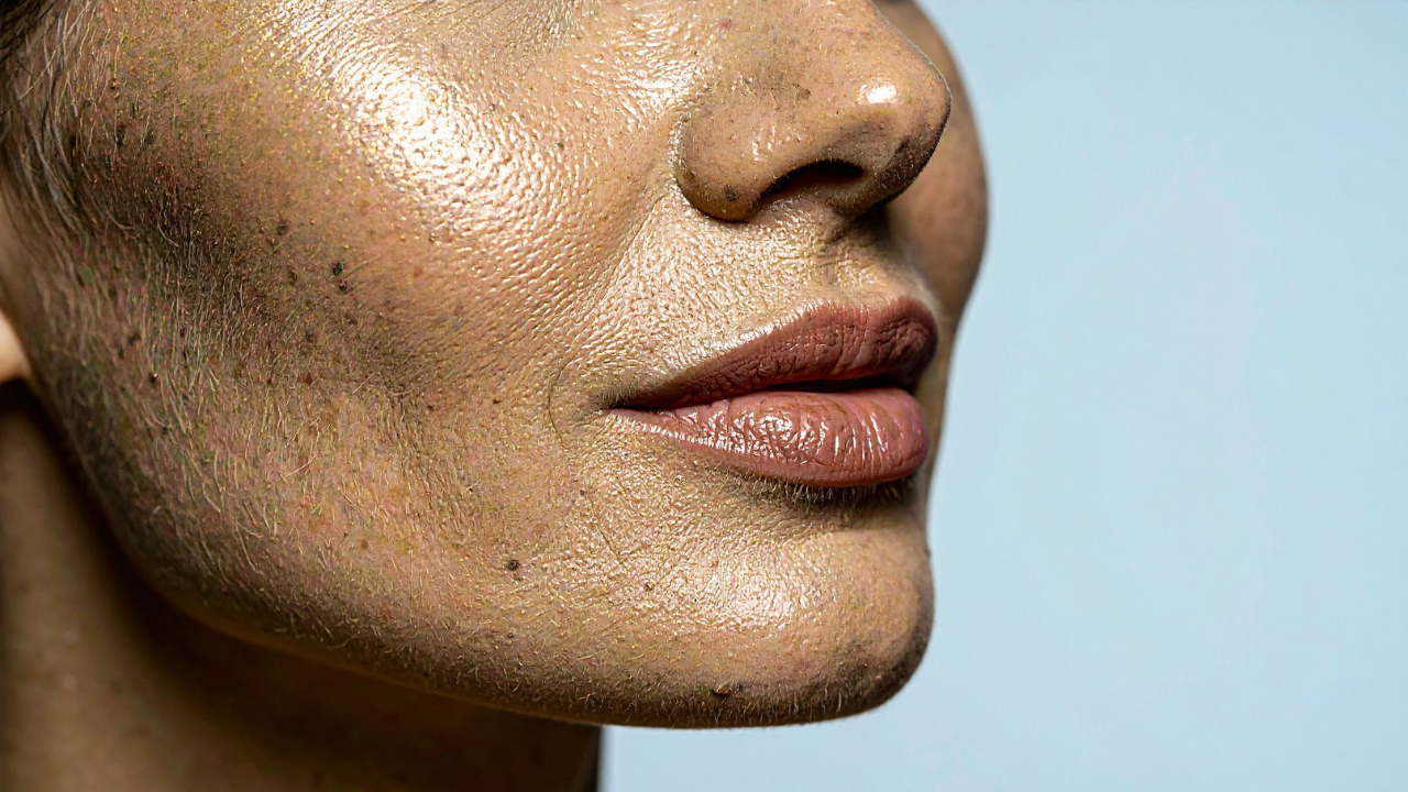 Shiny, dehydrated skin