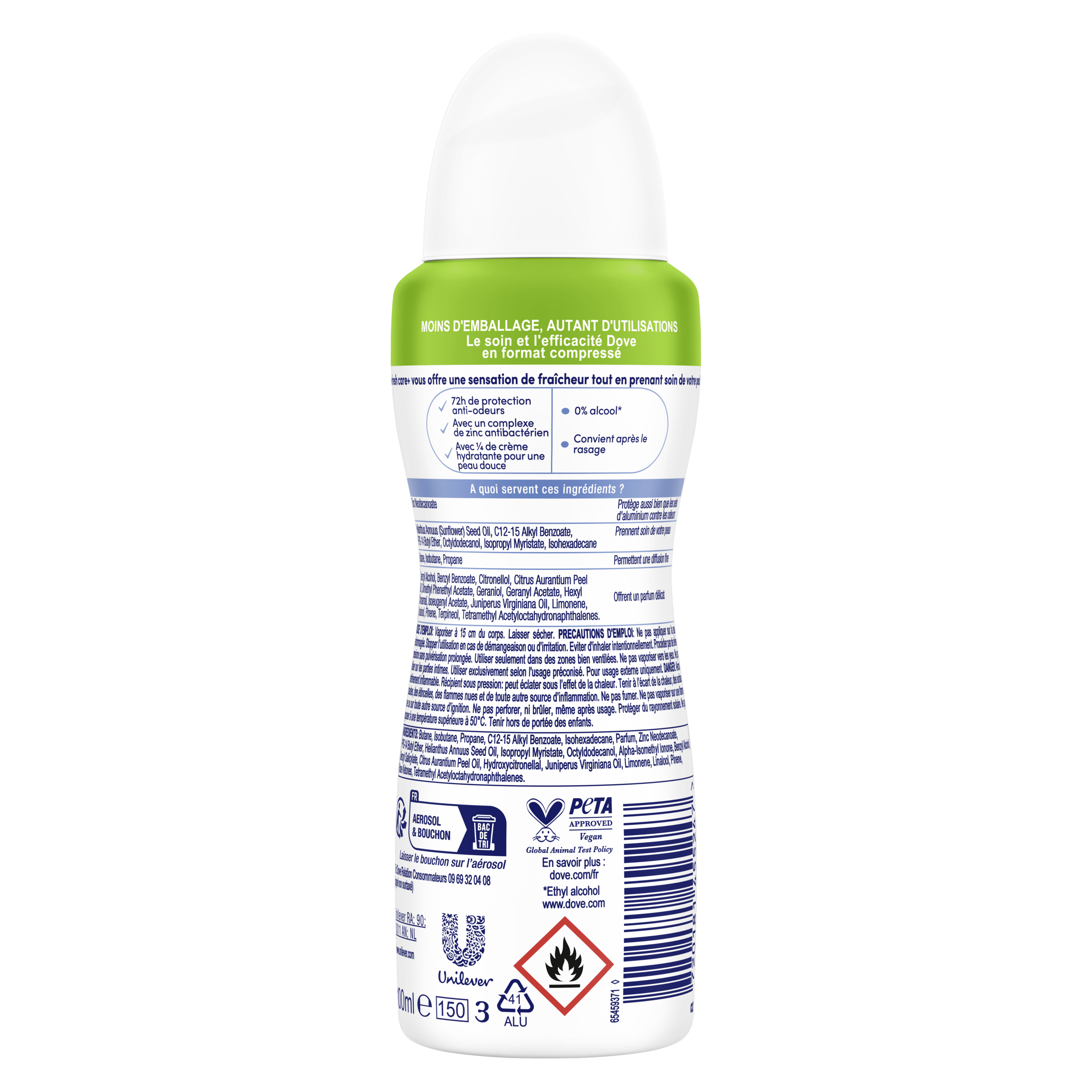 Dove 0% Fresh Care + Original compressé spray 100ml