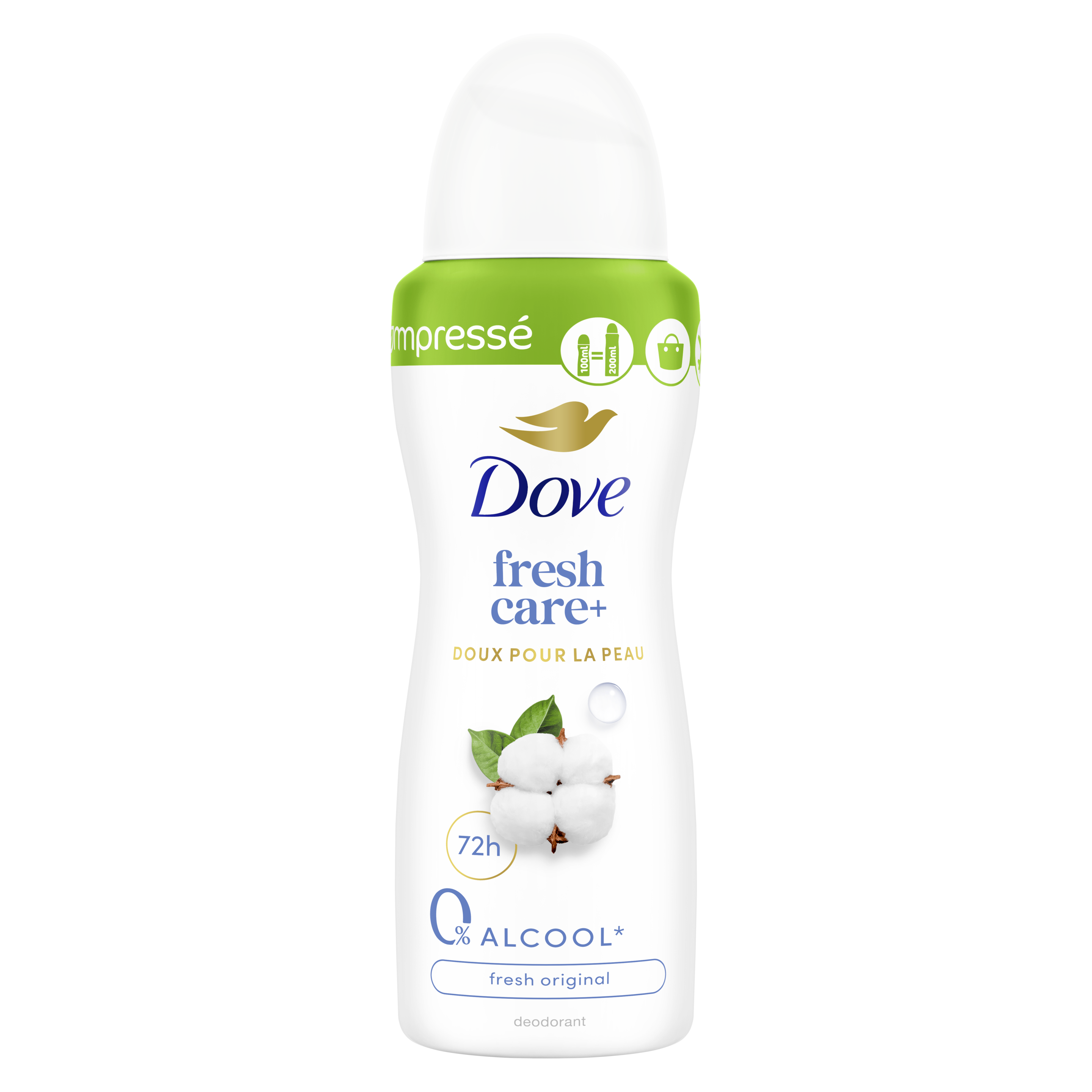 Dove 0% Fresh Care + Spray Original compressé 100ml packshot