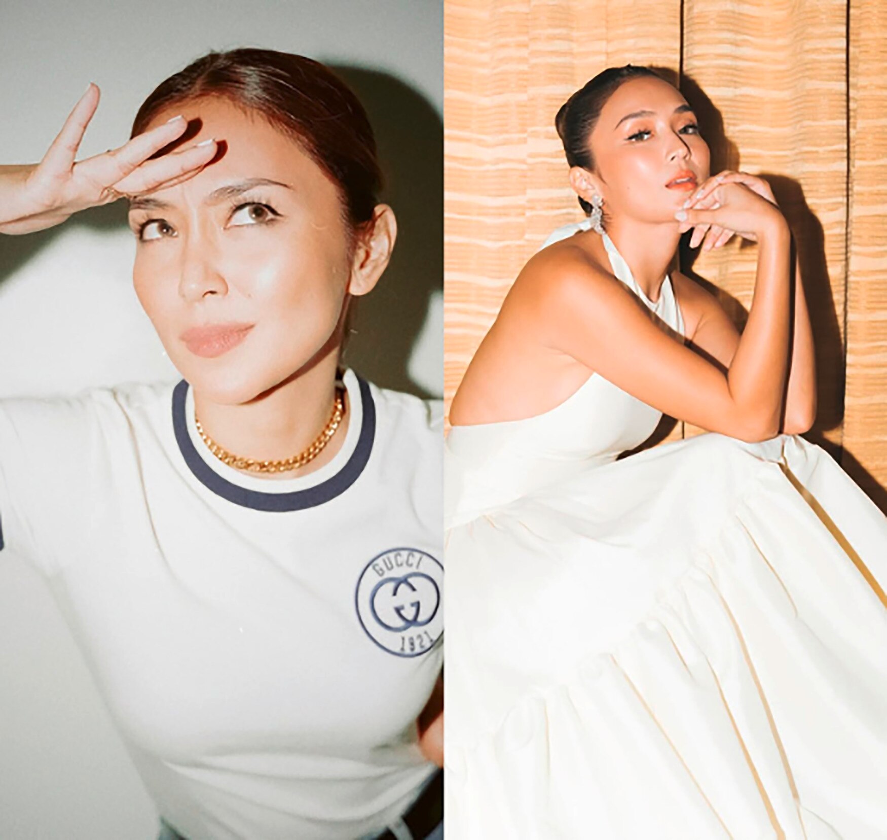 Actress Kathryn Bernardo has her hair up in a tight ballerina bun.