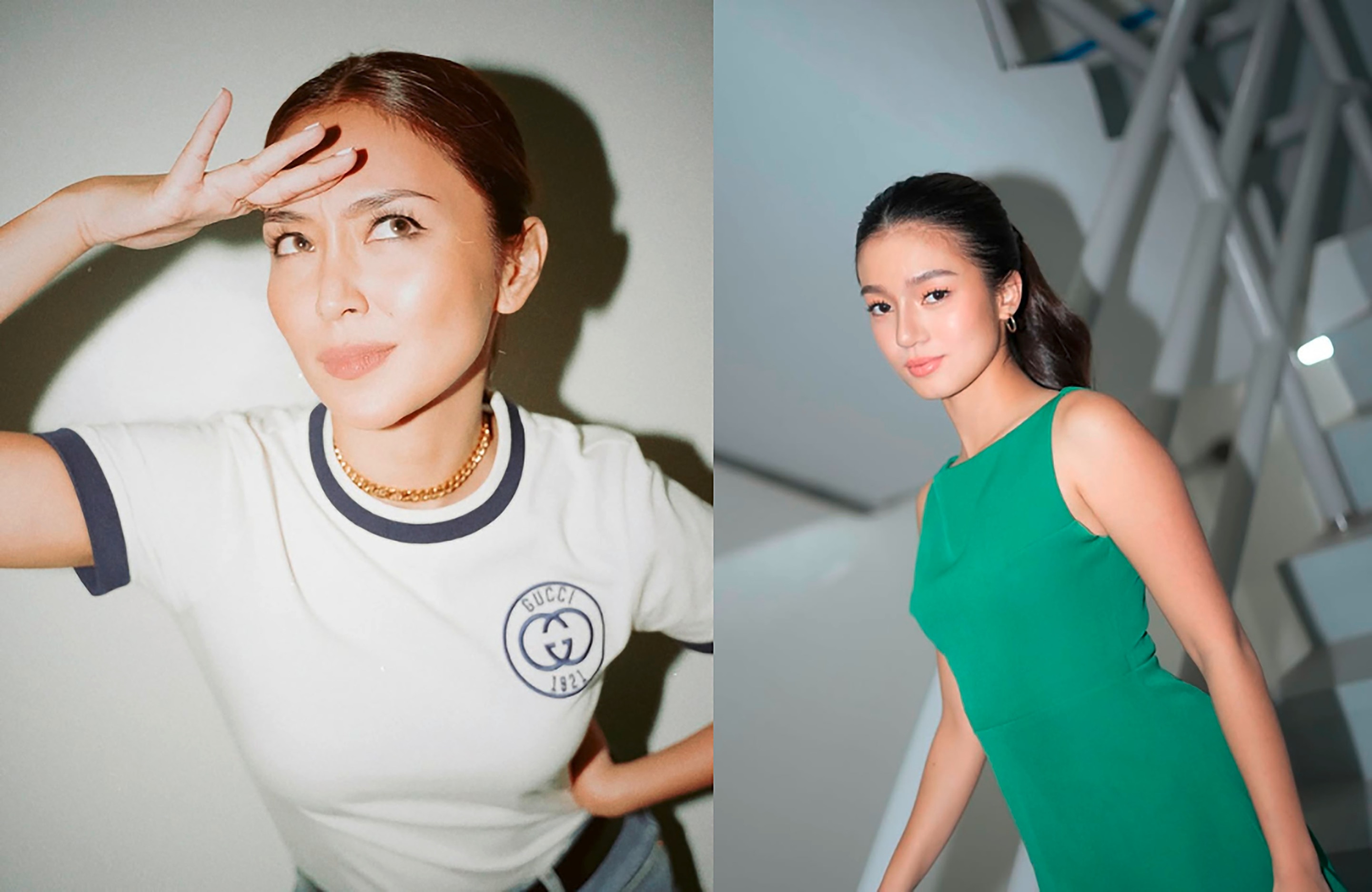 Filipina actresses sporting neat and weather-proof rainy day hairstyles.