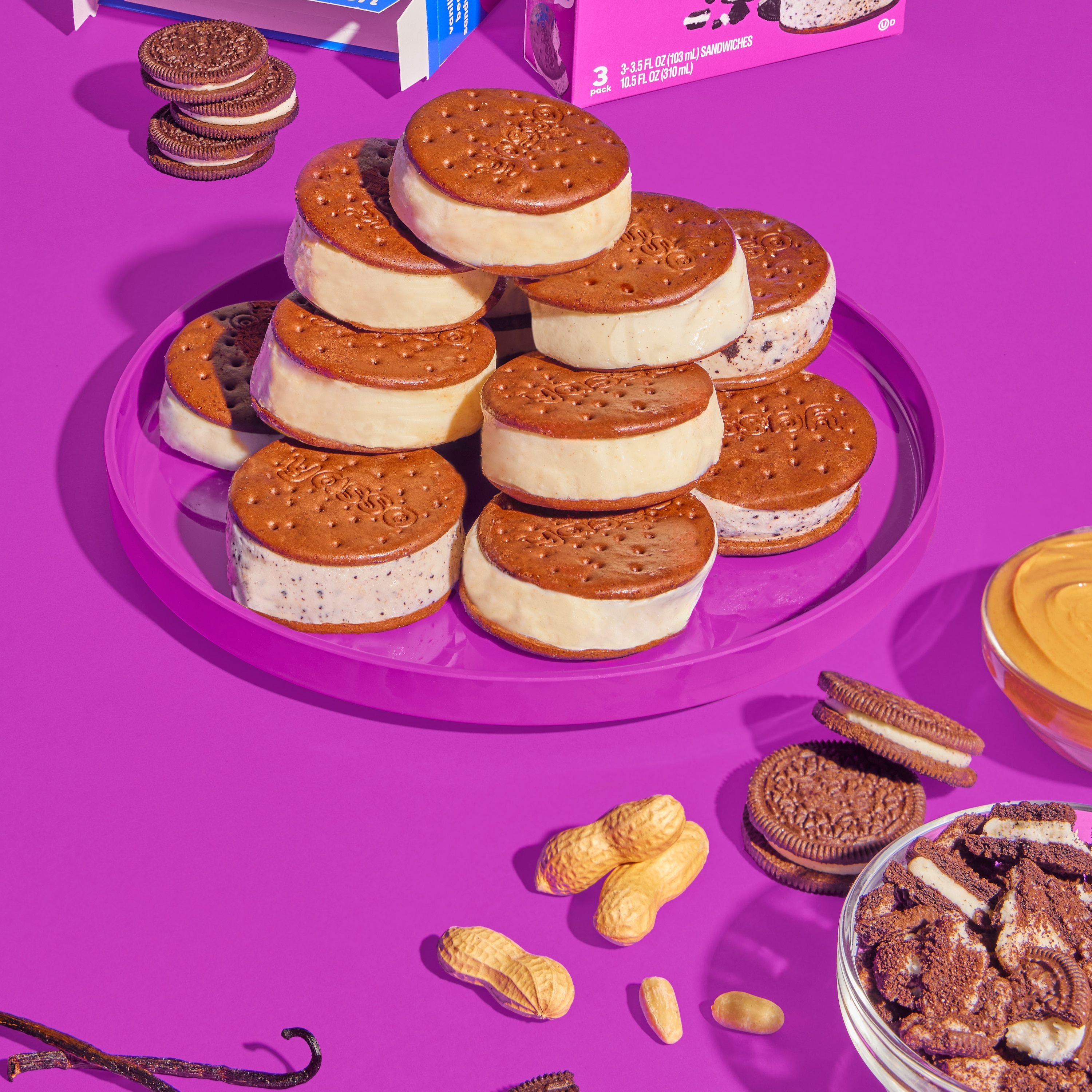 Platter of yasso frozen Greek yogurt sandwiches
