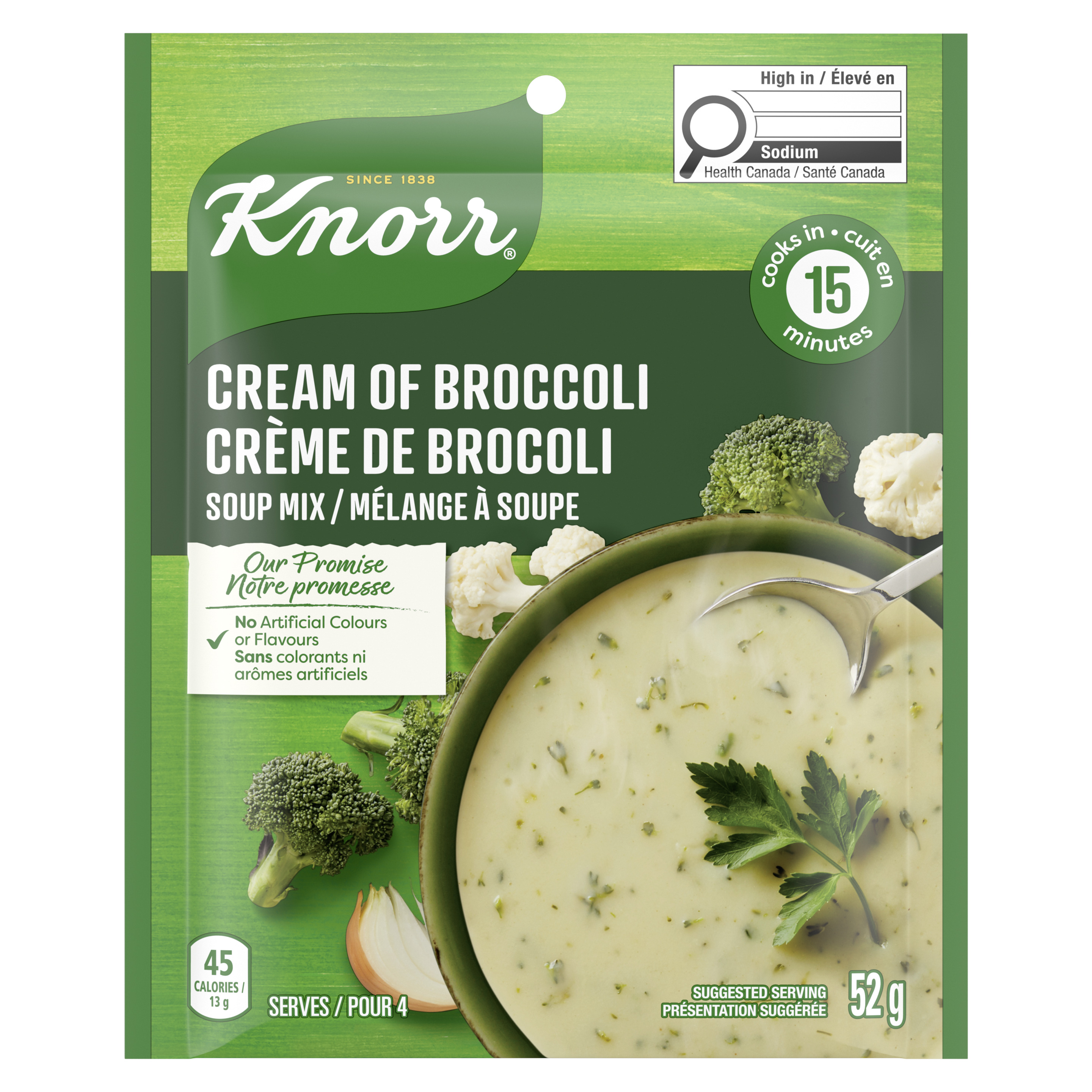 Soupe crème de brocoli packshot